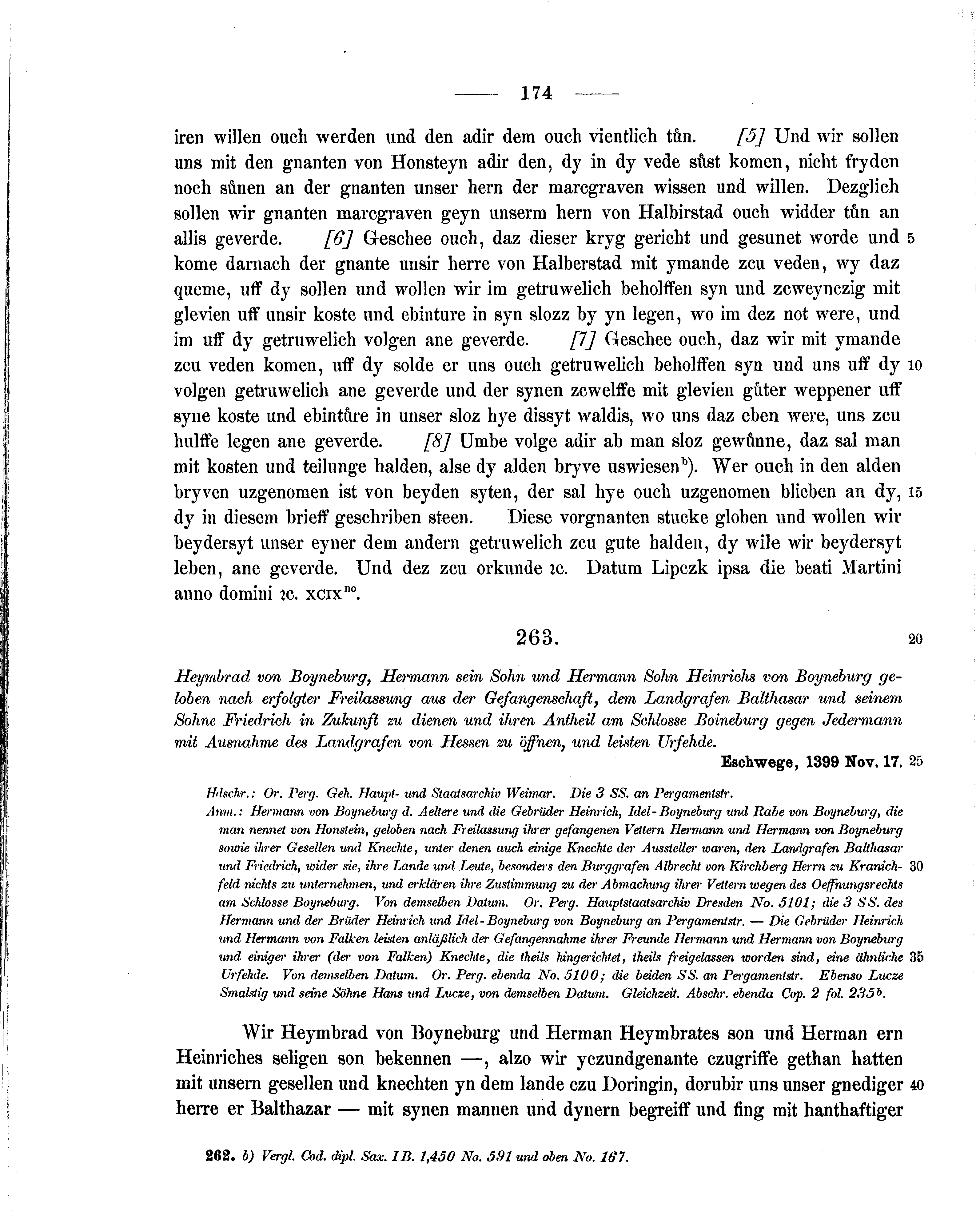 Historische Urkunde Seite 174 aus Band cds1b2