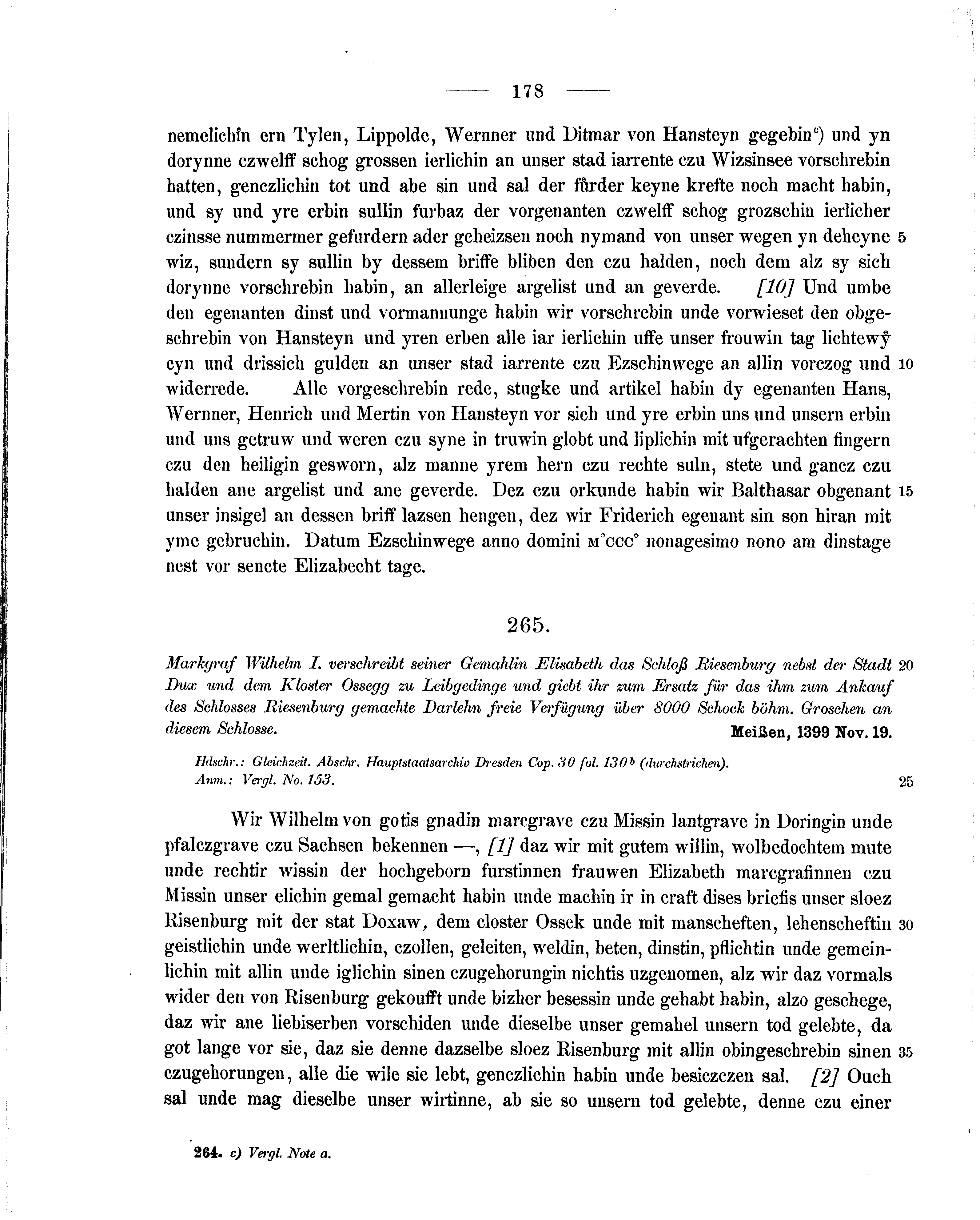 Historische Urkunde Seite 178 aus Band cds1b2