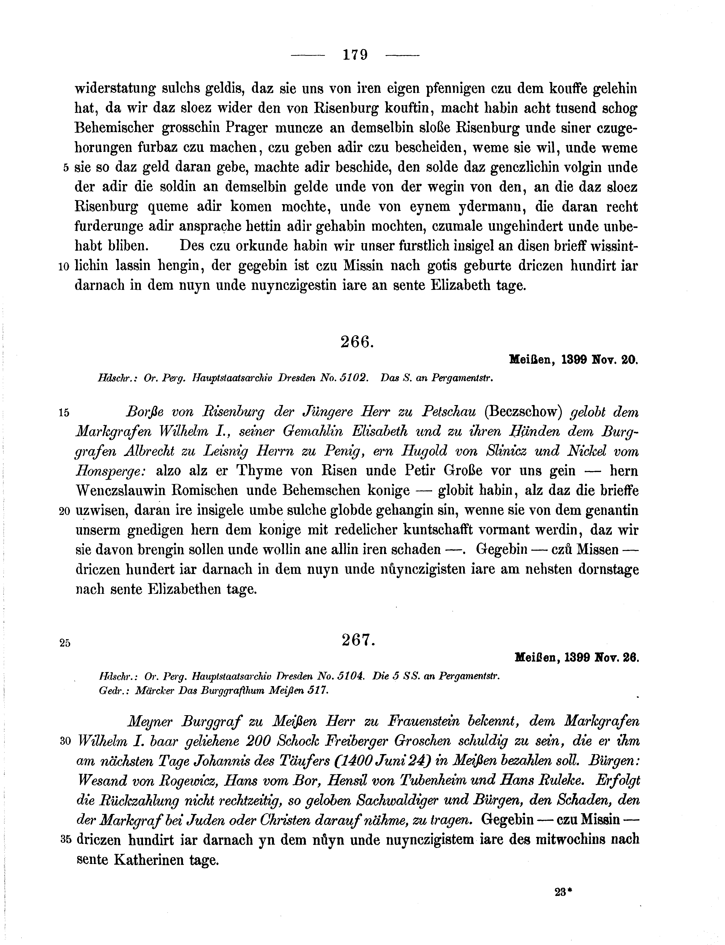Historische Urkunde Seite 179 aus Band cds1b2