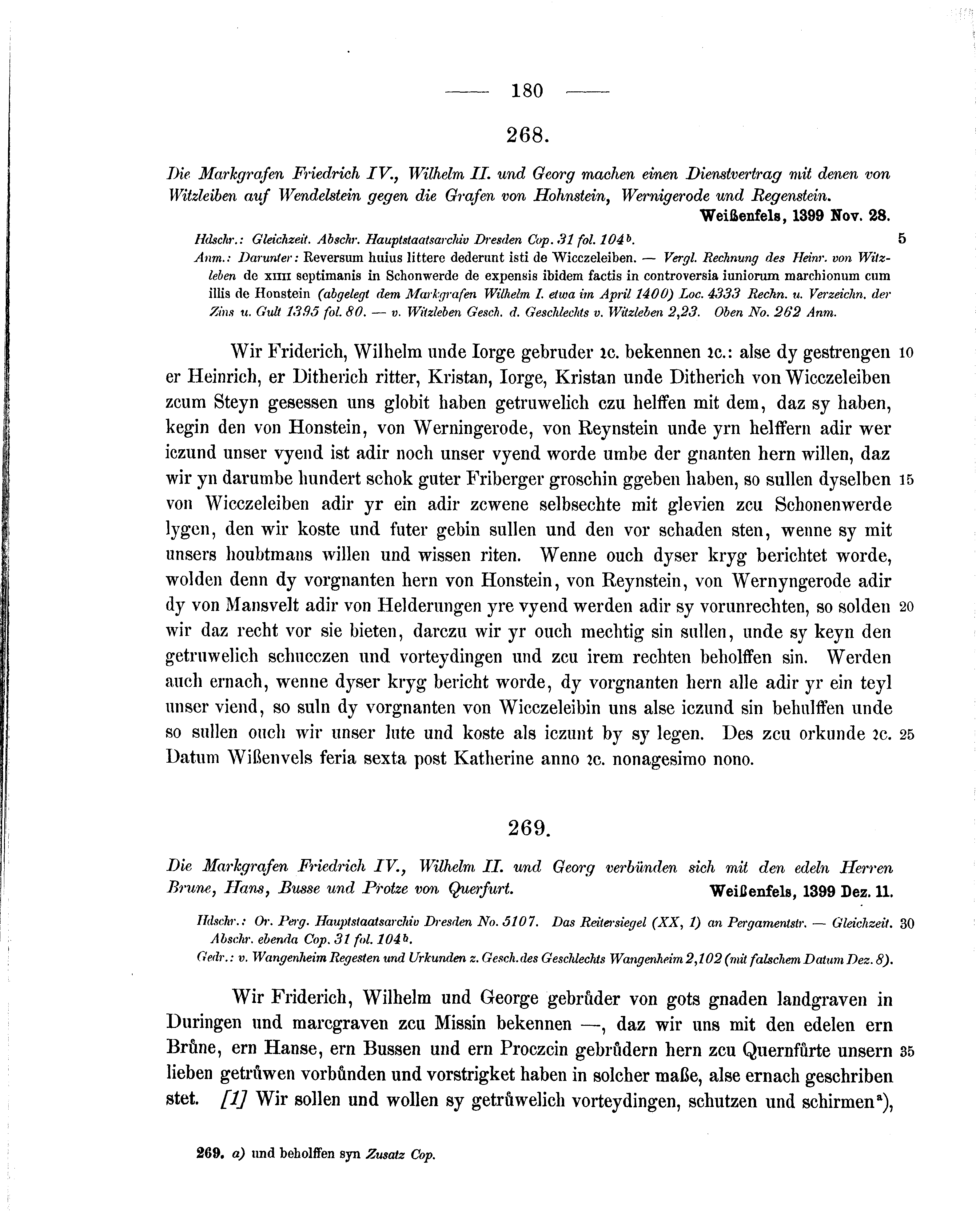 Historische Urkunde Seite 180 aus Band cds1b2