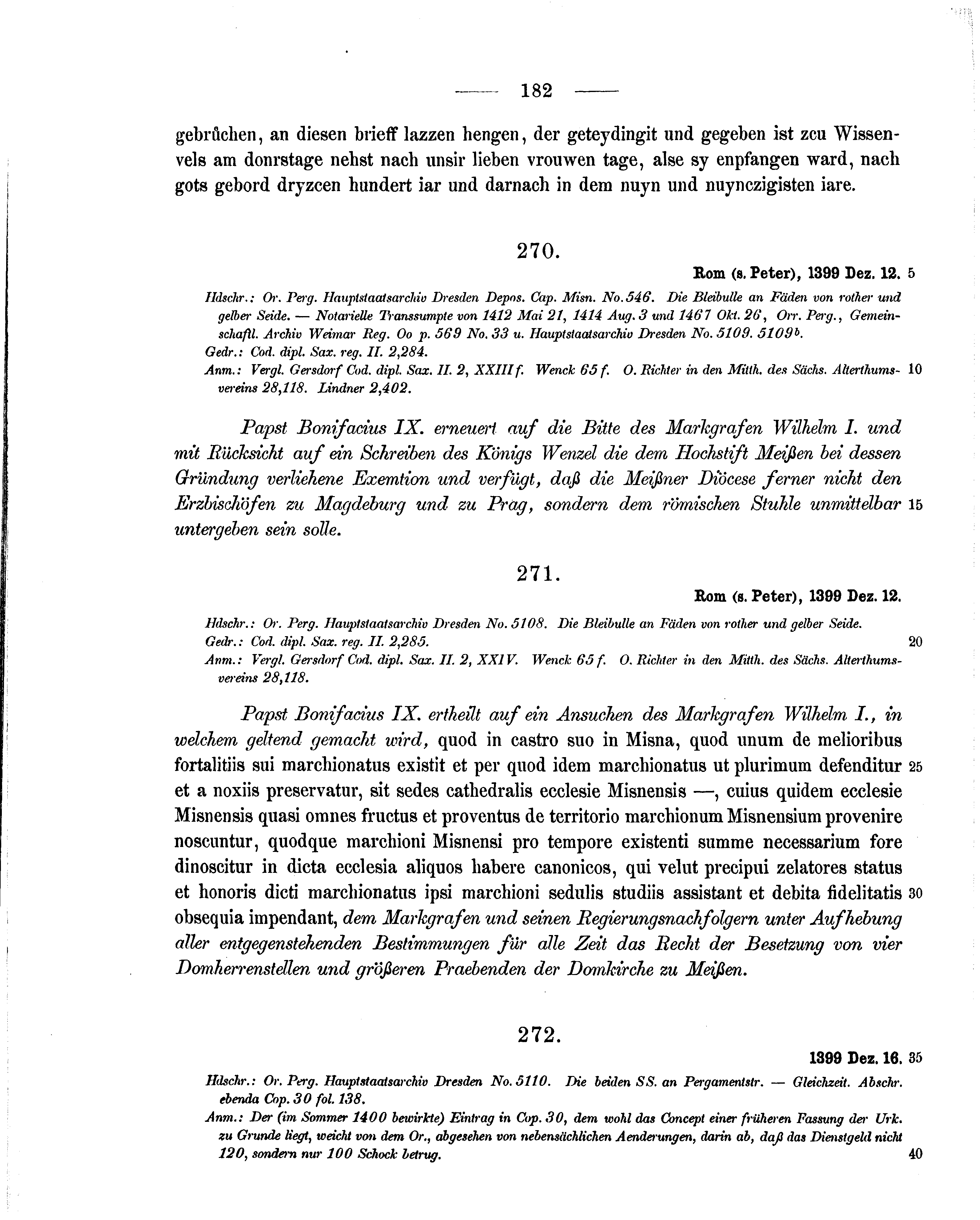 Historische Urkunde Seite 182 aus Band cds1b2