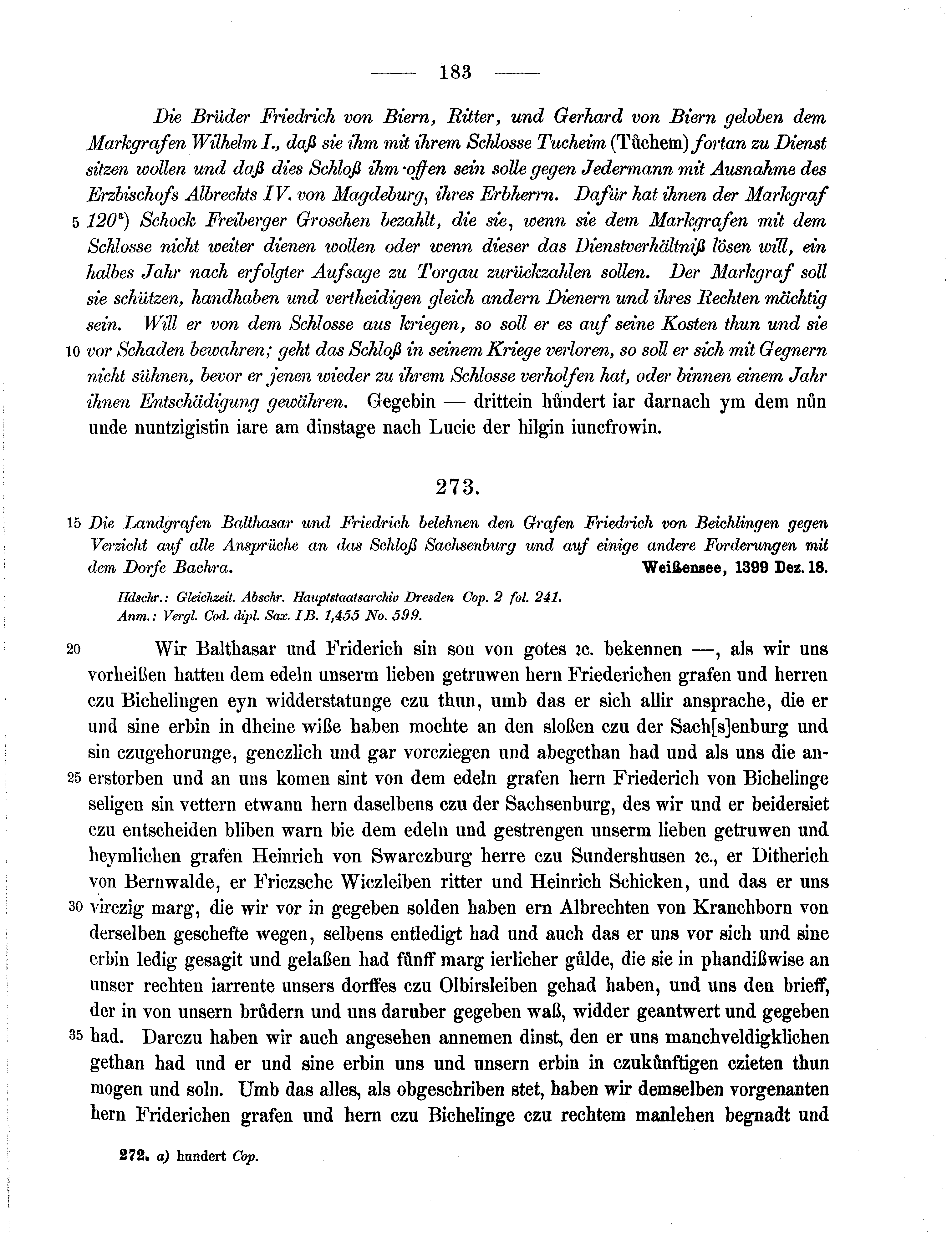 Historische Urkunde Seite 183 aus Band cds1b2