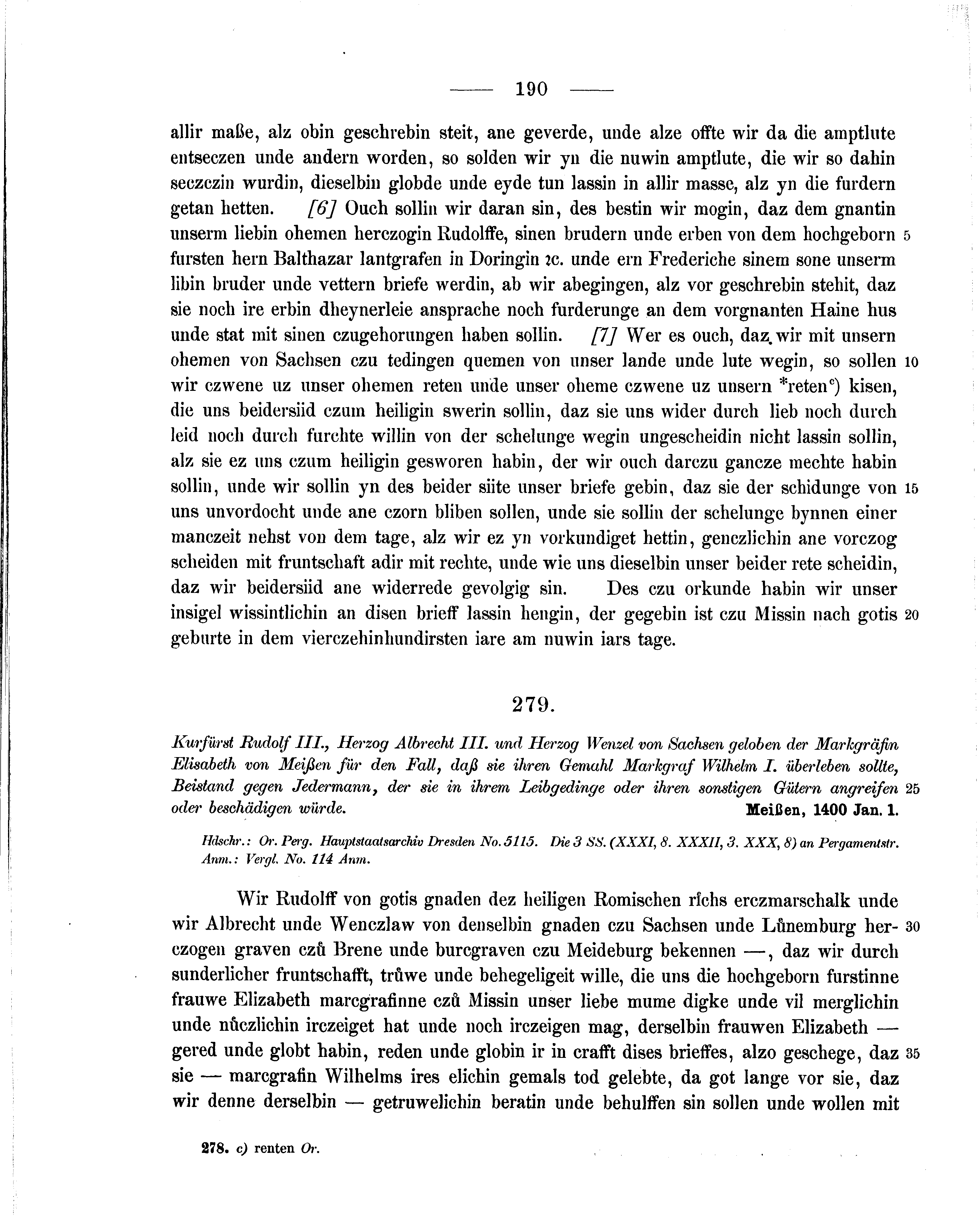 Historische Urkunde Seite 190 aus Band cds1b2