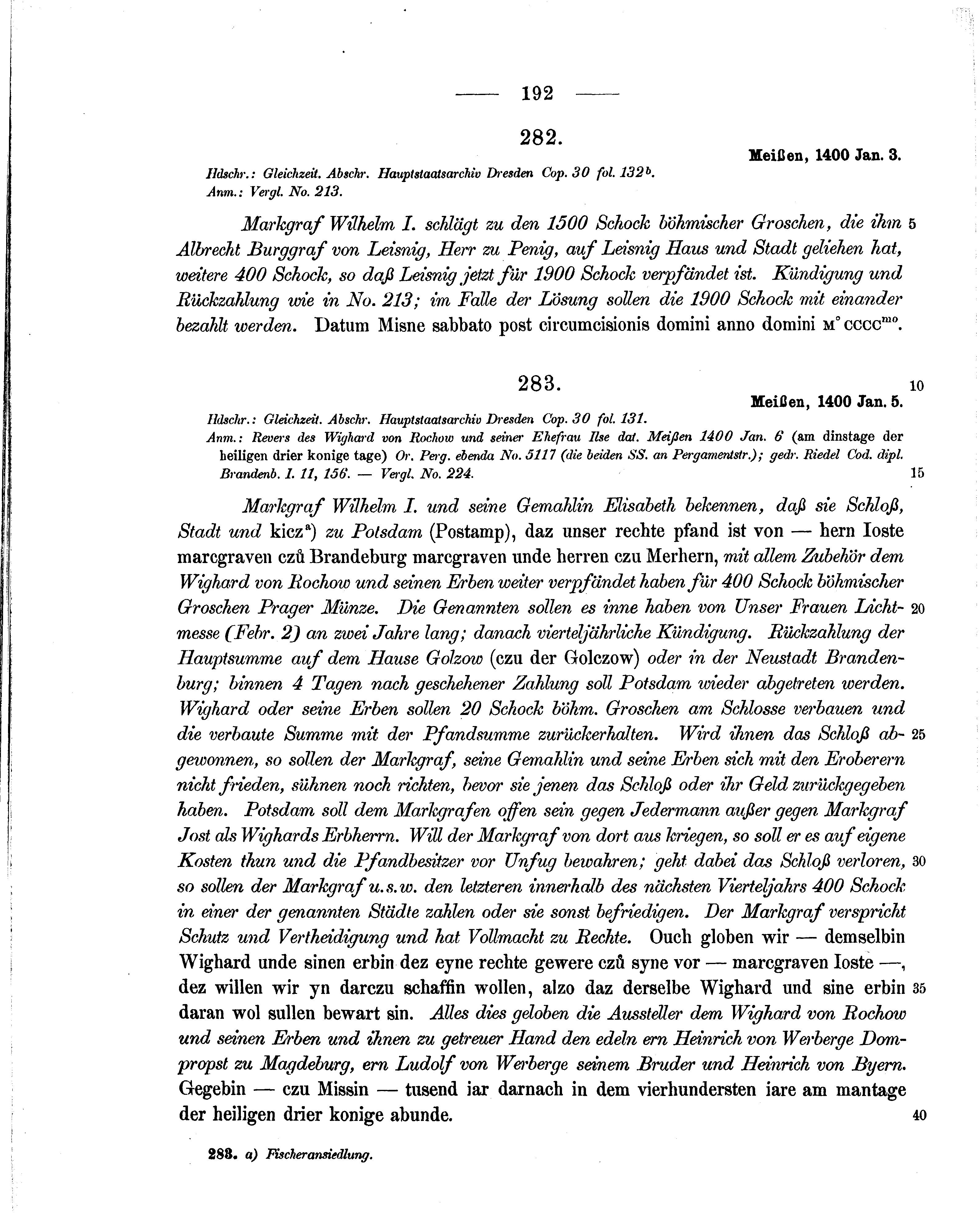 Historische Urkunde Seite 192 aus Band cds1b2