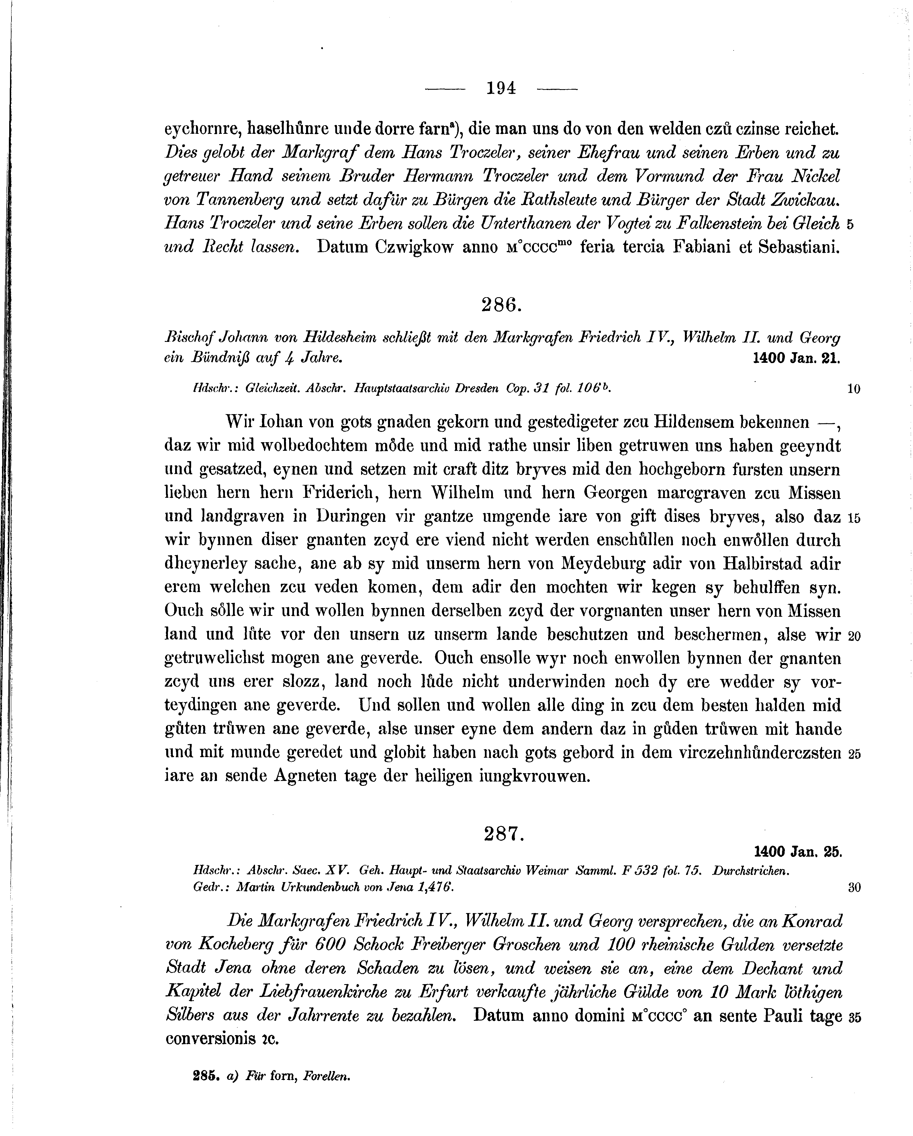 Historische Urkunde Seite 194 aus Band cds1b2