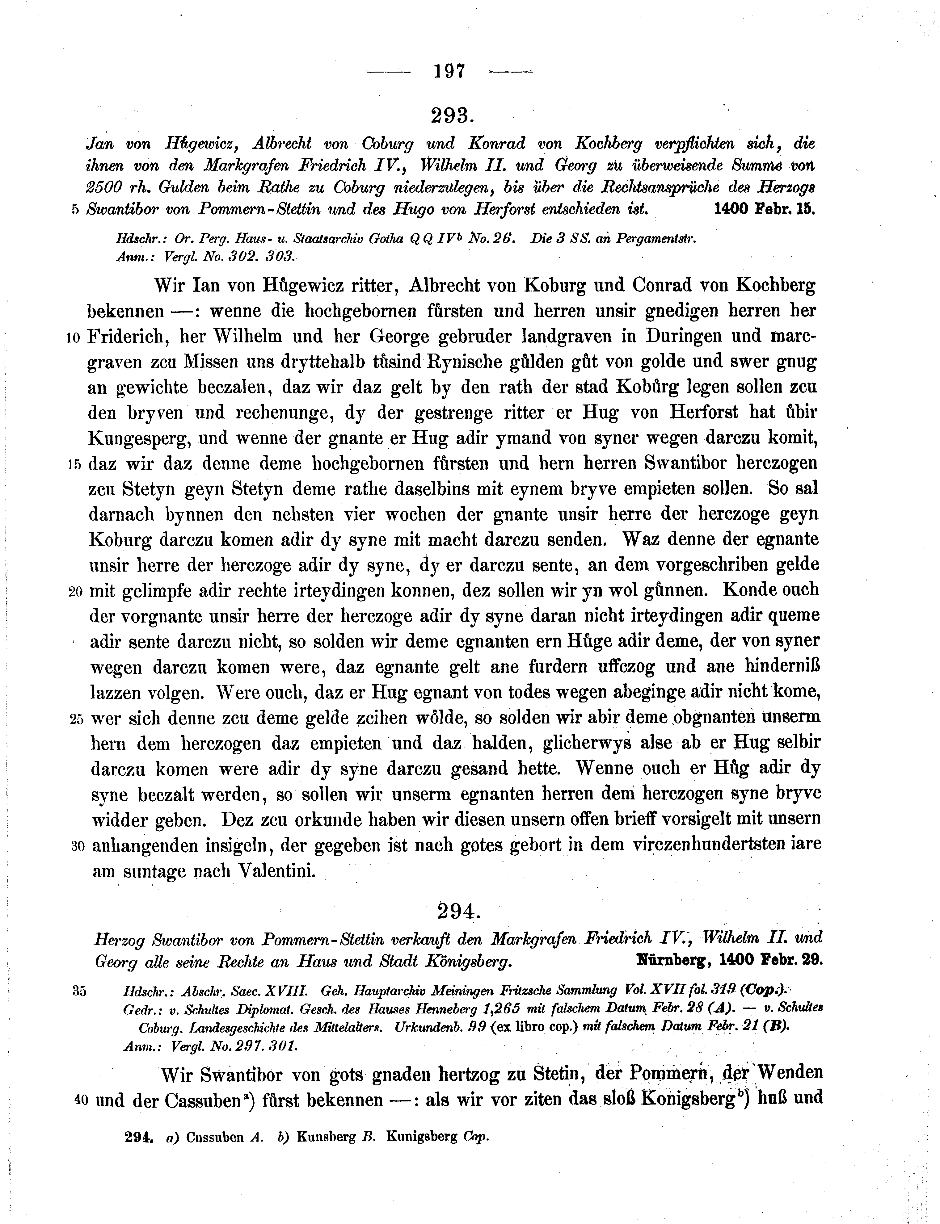 Historische Urkunde Seite 197 aus Band cds1b2