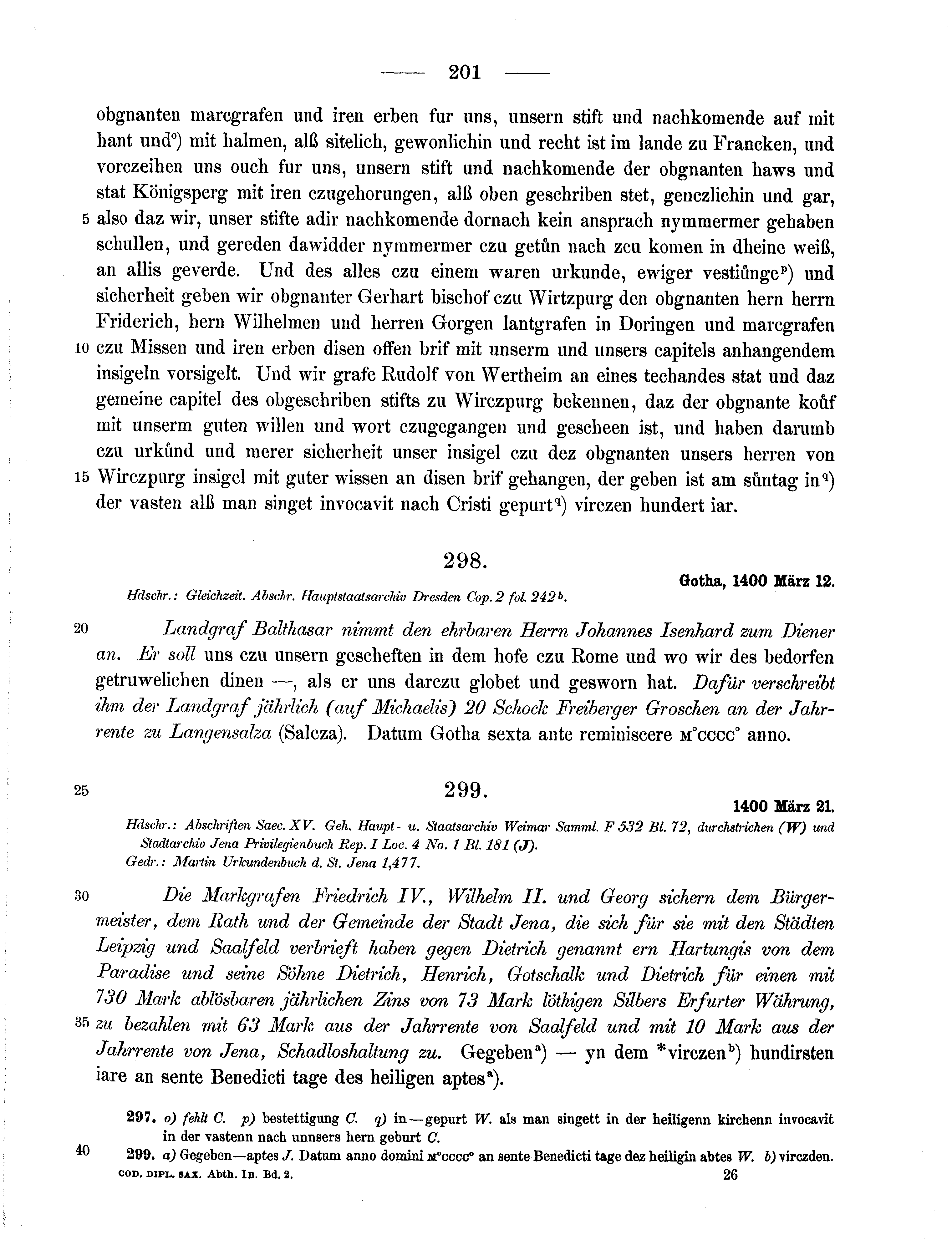 Historische Urkunde Seite 201 aus Band cds1b2