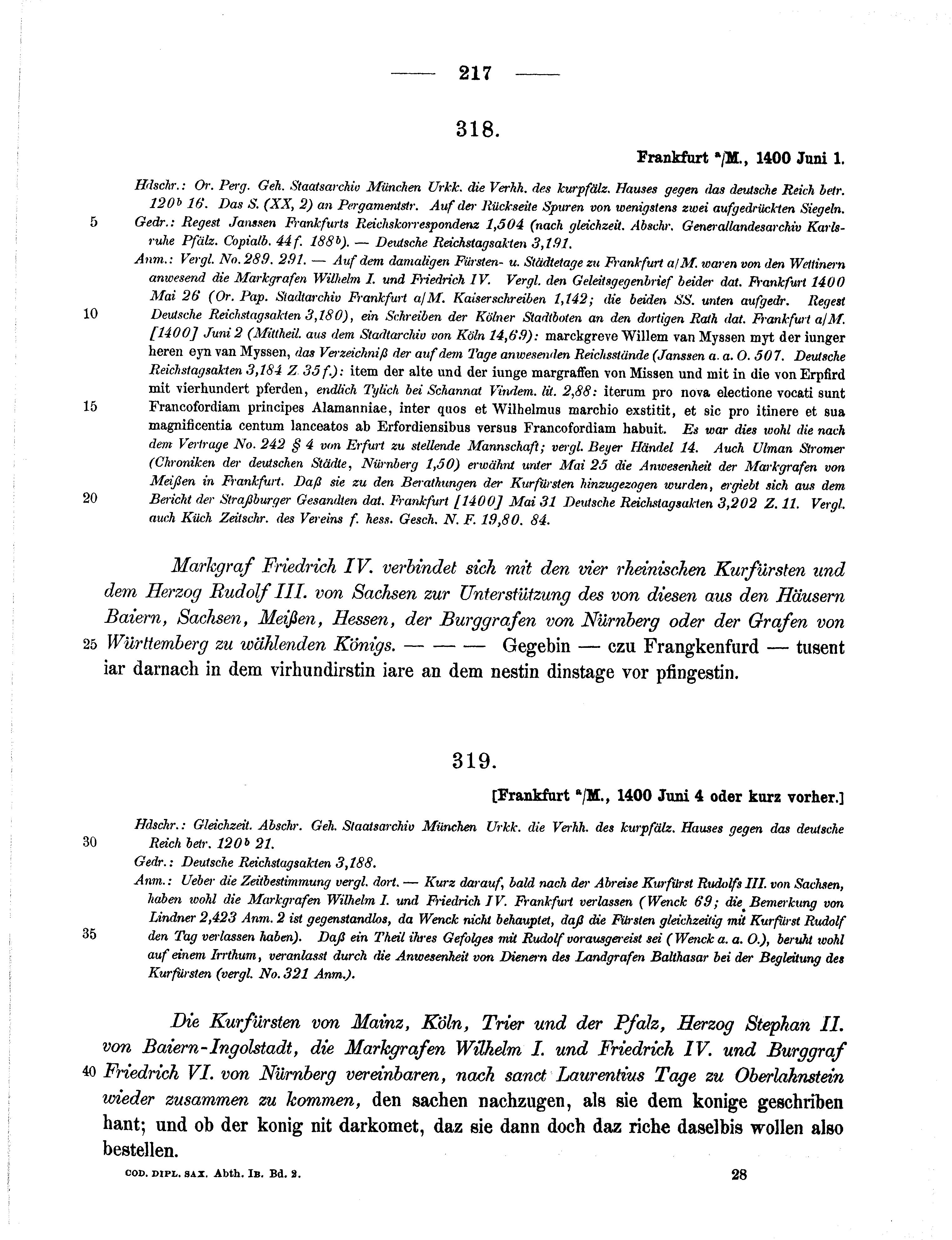 Historische Urkunde Seite 217 aus Band cds1b2