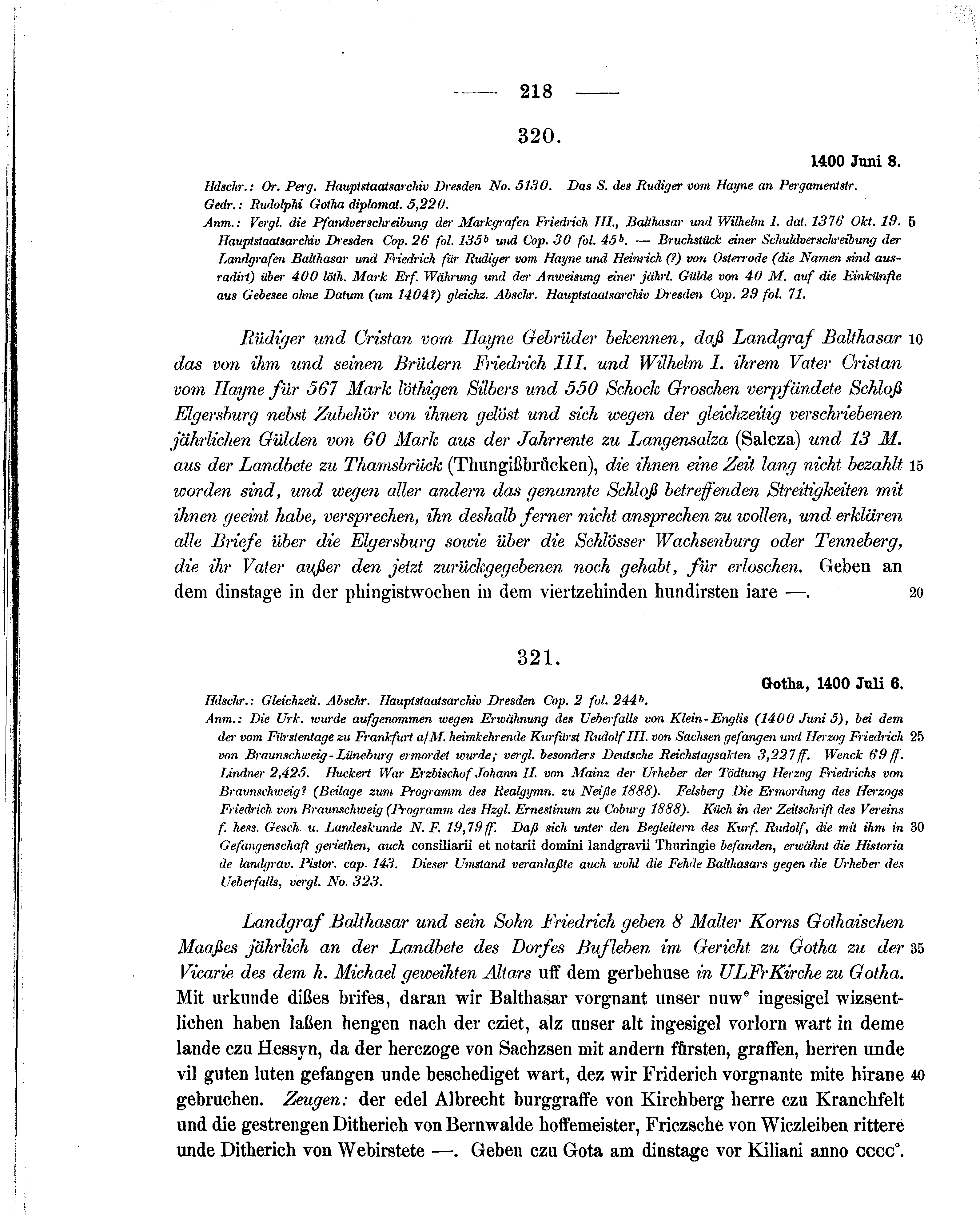 Historische Urkunde Seite 218 aus Band cds1b2