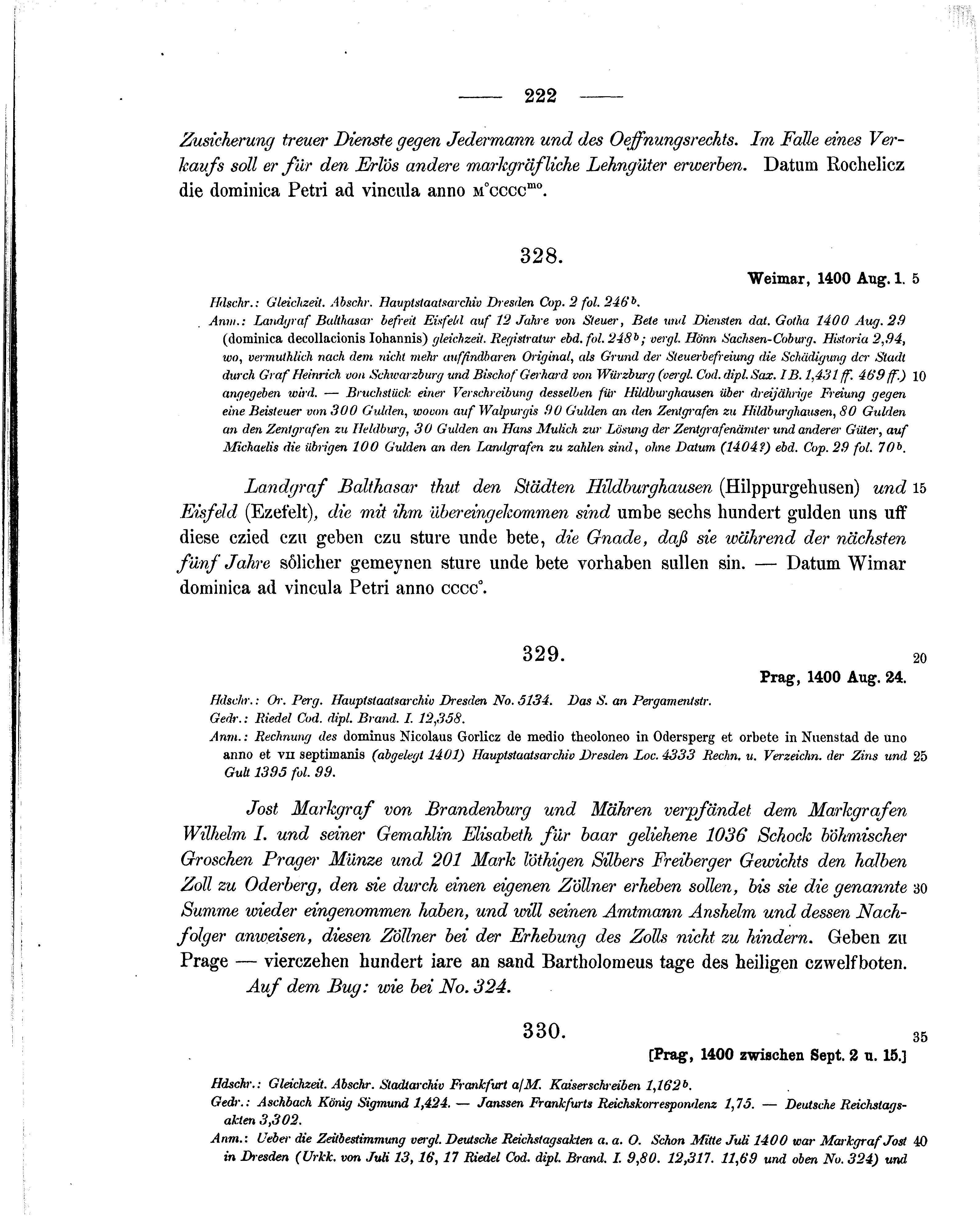 Historische Urkunde Seite 222 aus Band cds1b2