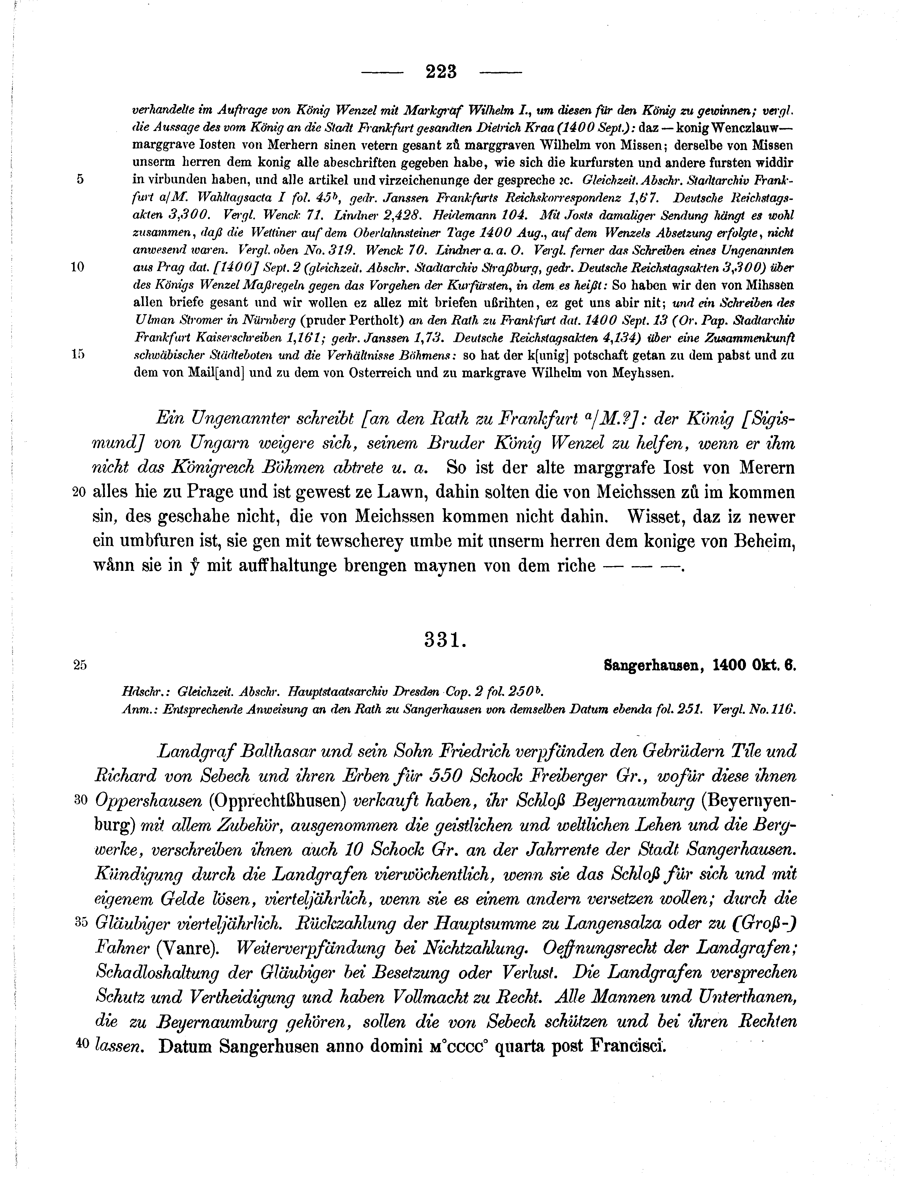 Historische Urkunde Seite 223 aus Band cds1b2