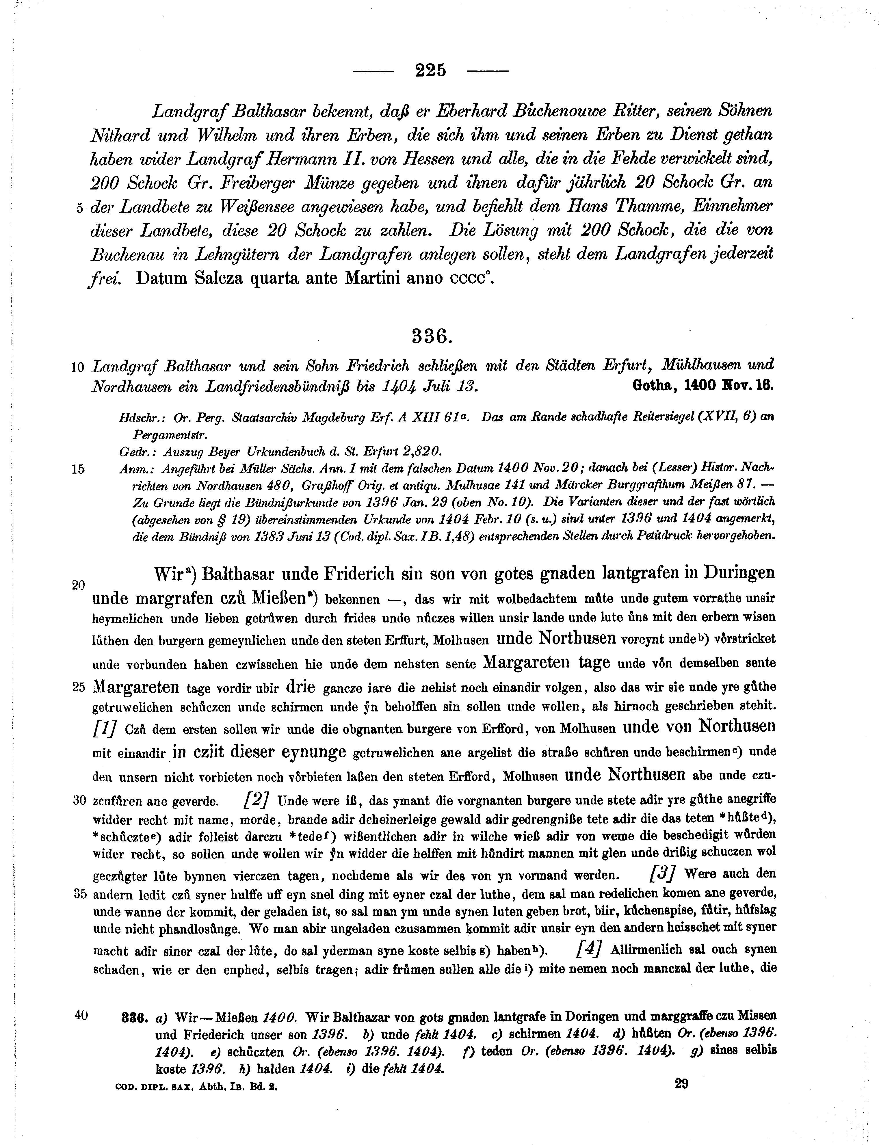 Historische Urkunde Seite 225 aus Band cds1b2