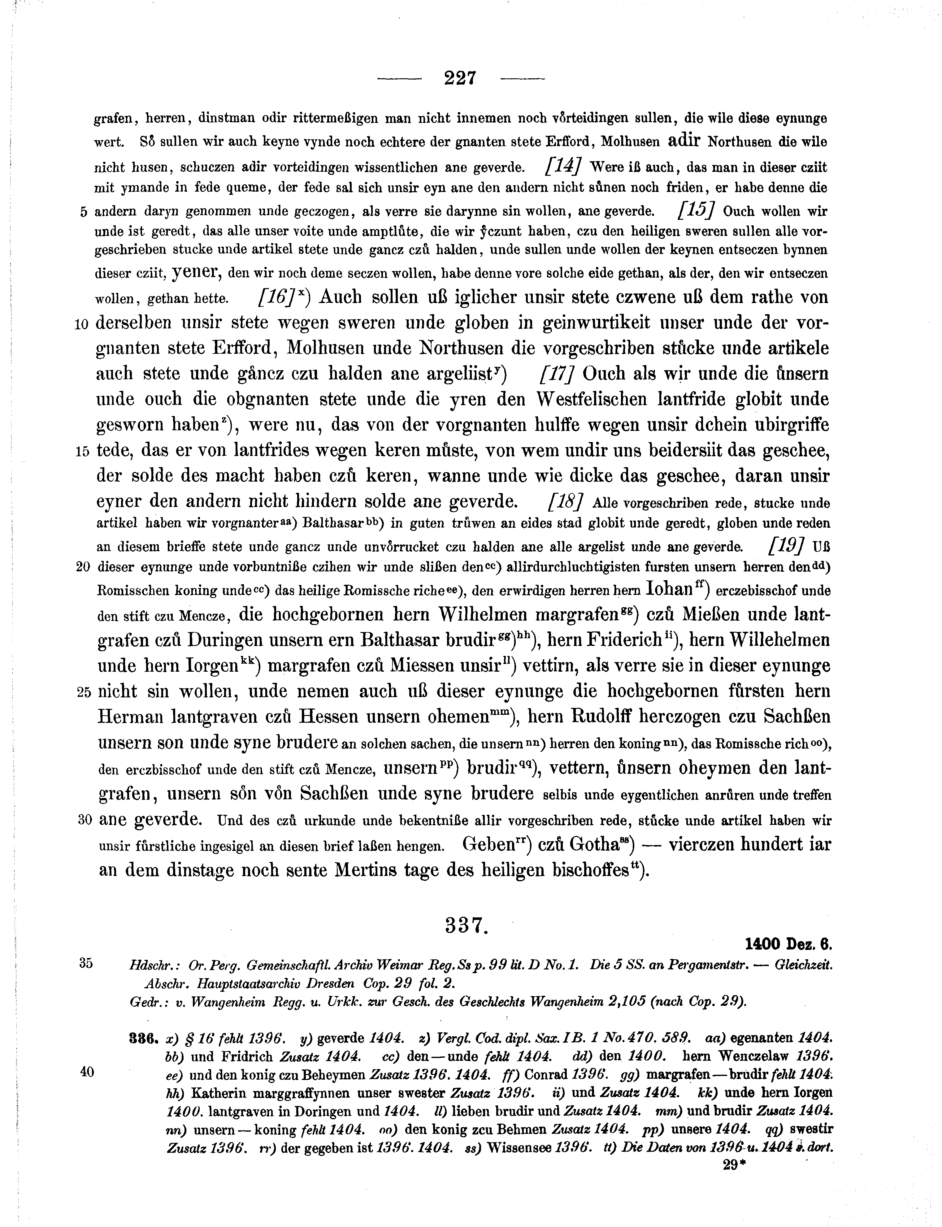 Historische Urkunde Seite 227 aus Band cds1b2