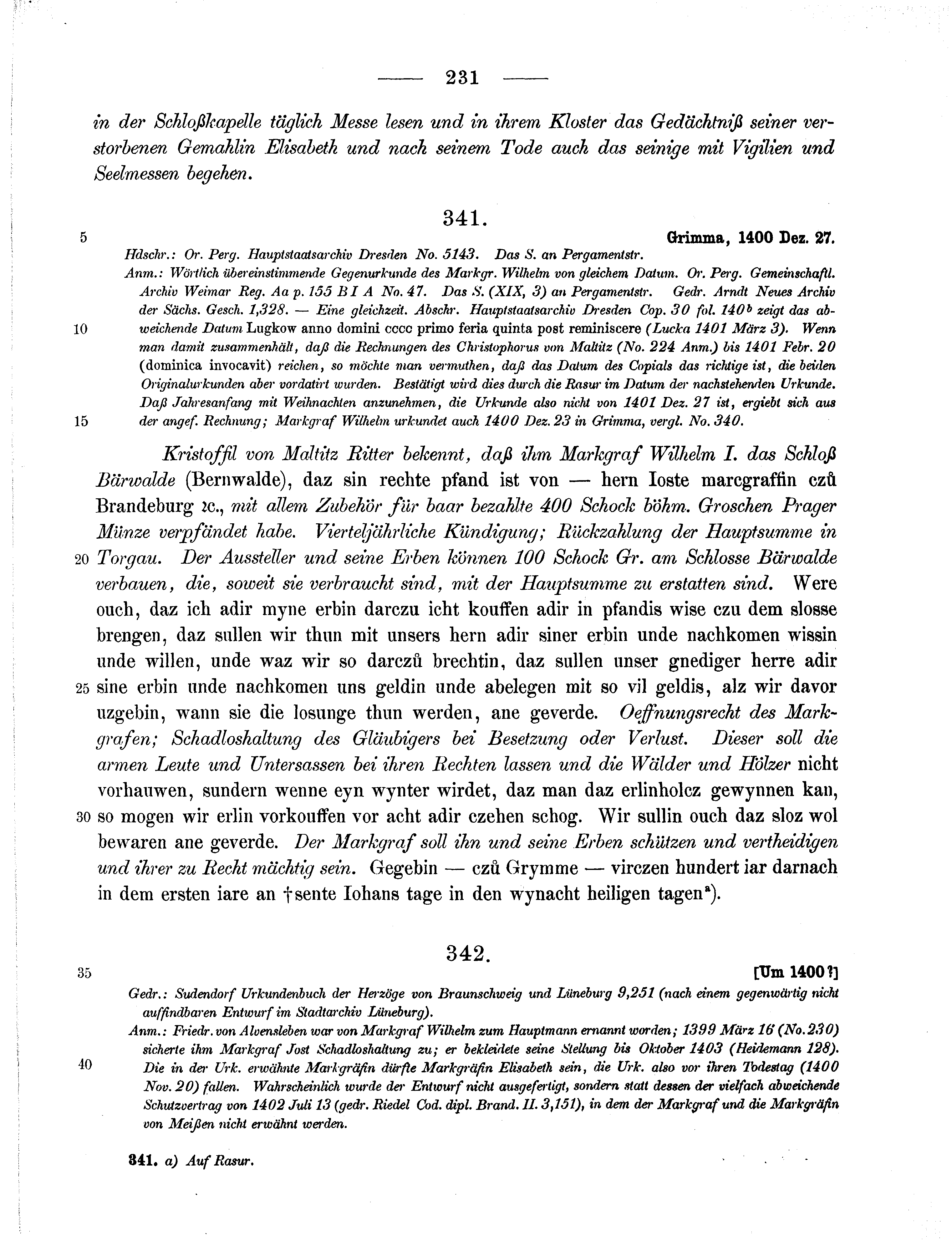 Historische Urkunde Seite 231 aus Band cds1b2