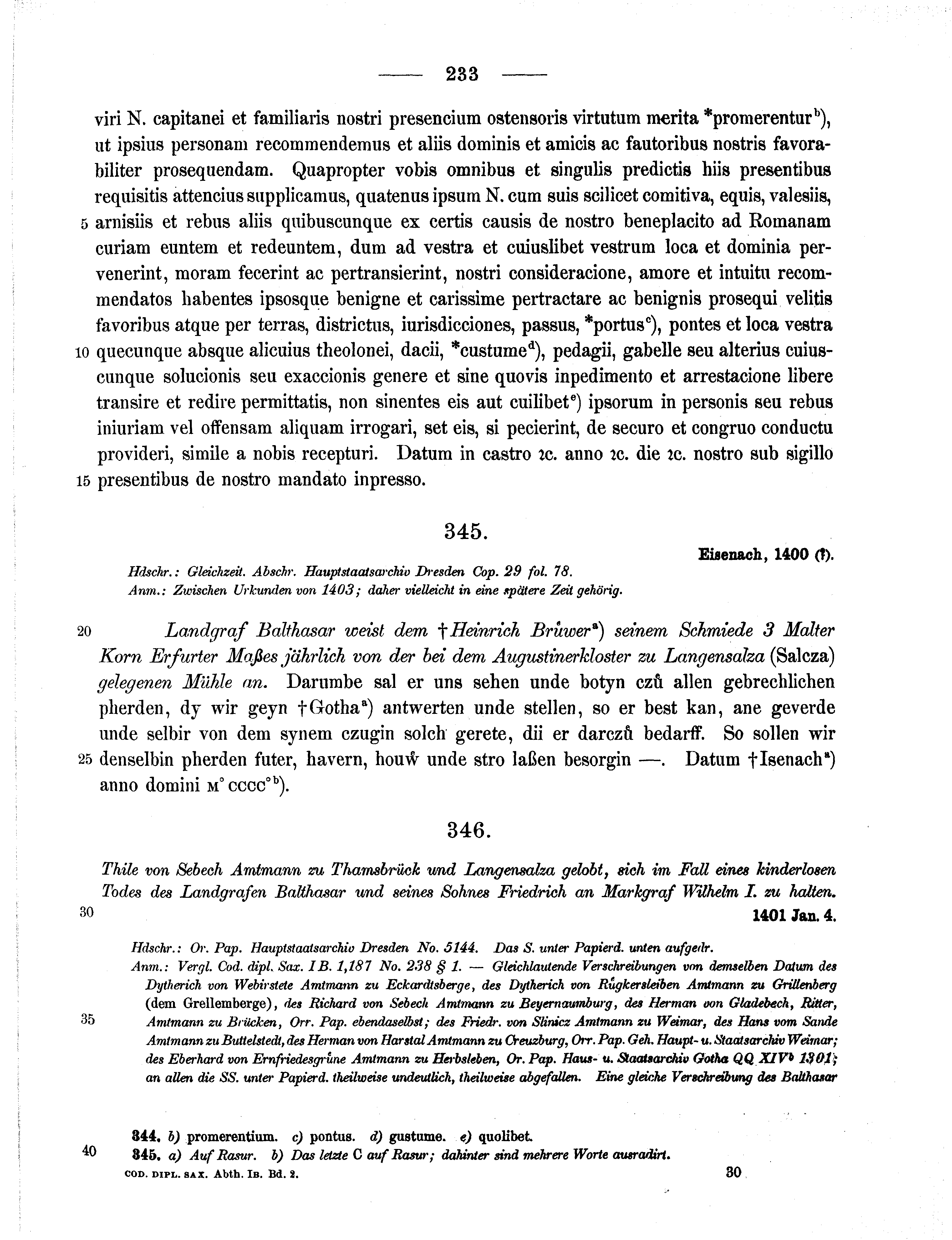 Historische Urkunde Seite 233 aus Band cds1b2