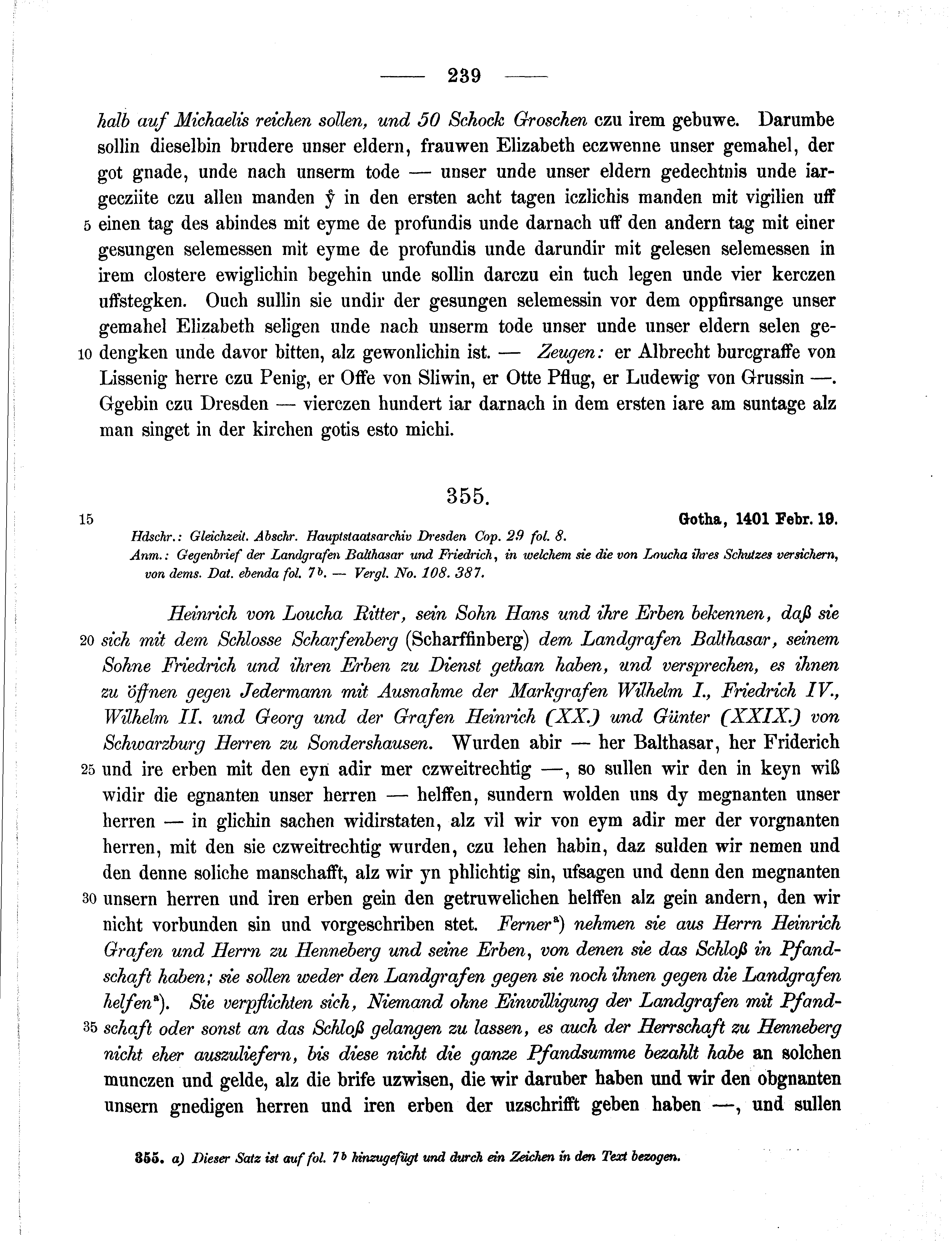 Historische Urkunde Seite 239 aus Band cds1b2