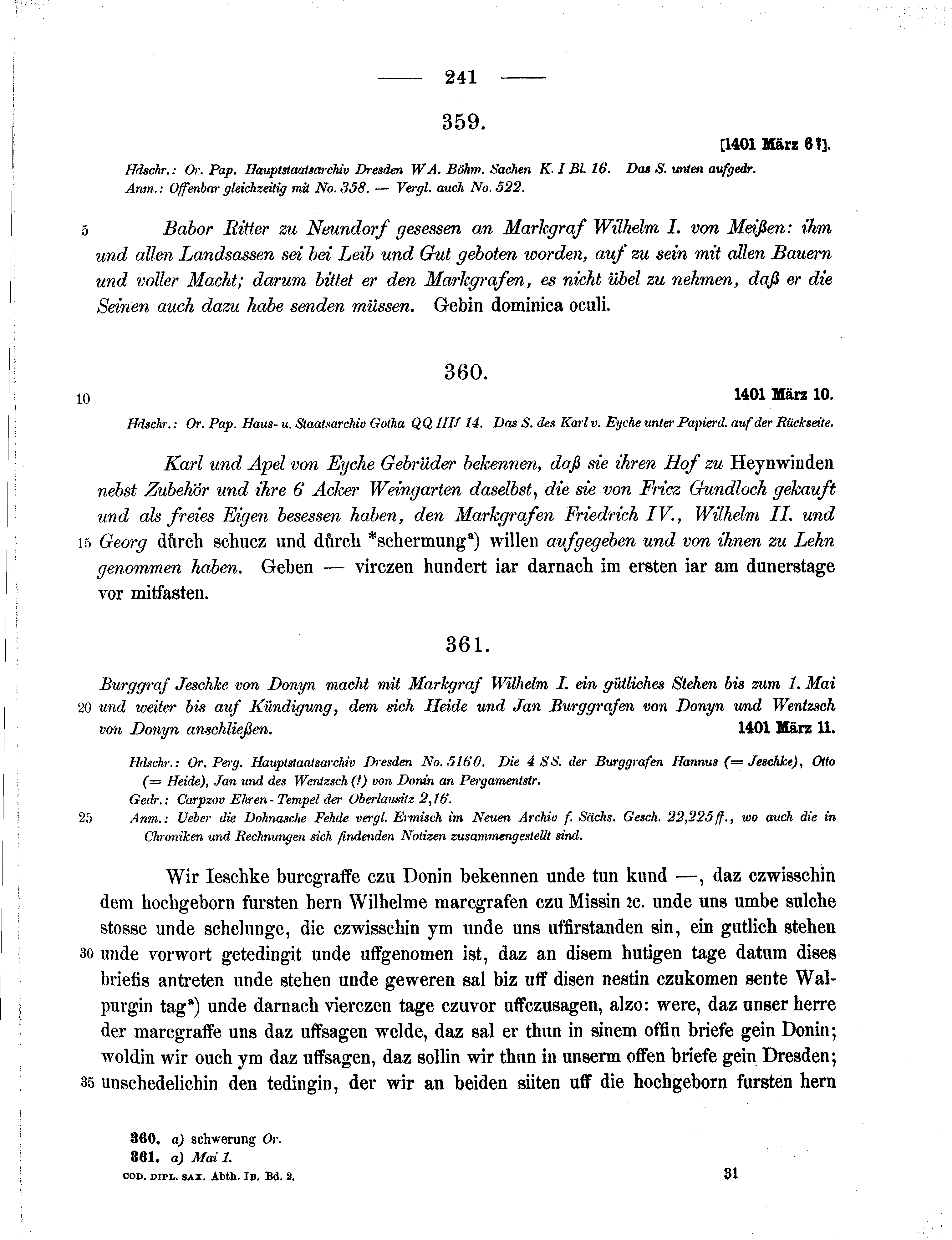 Historische Urkunde Seite 241 aus Band cds1b2