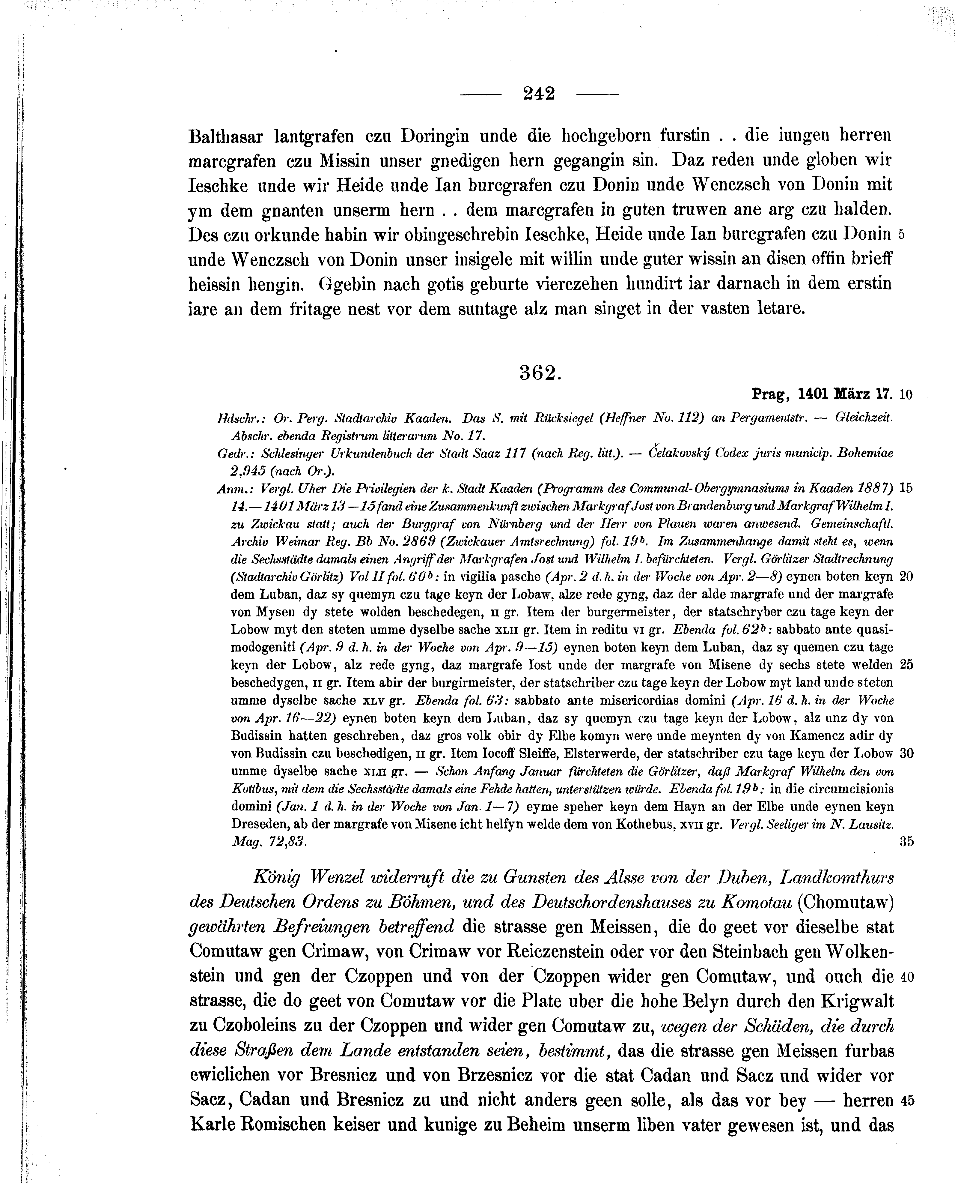 Historische Urkunde Seite 242 aus Band cds1b2