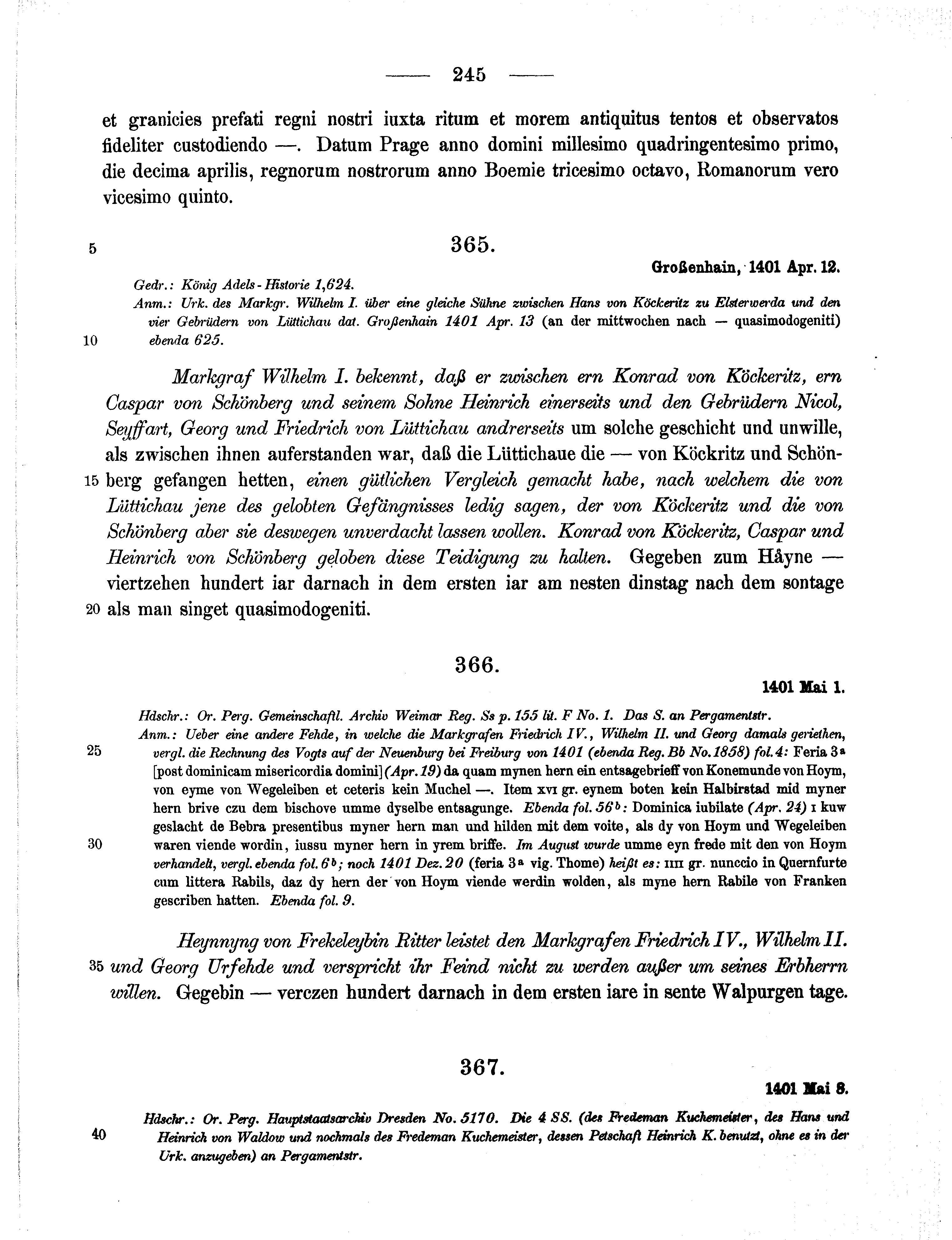 Historische Urkunde Seite 245 aus Band cds1b2