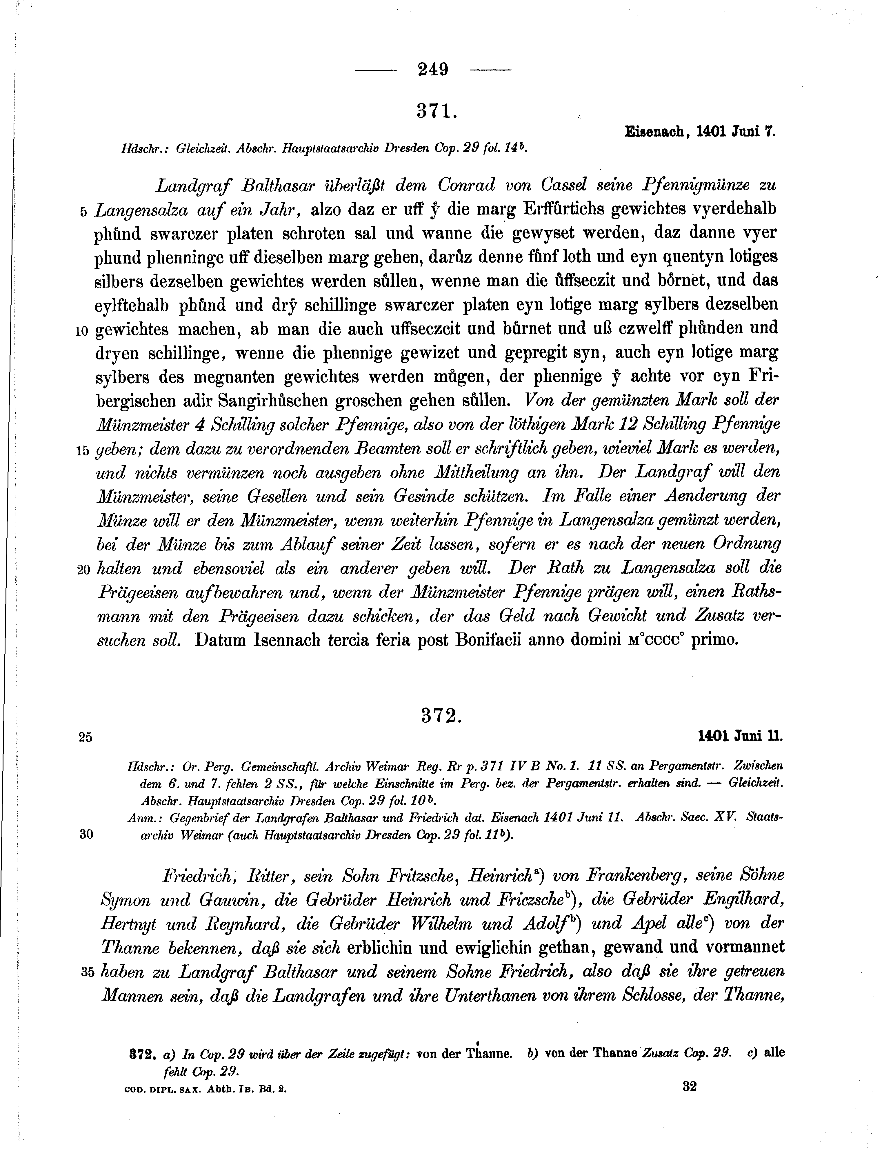 Historische Urkunde Seite 249 aus Band cds1b2
