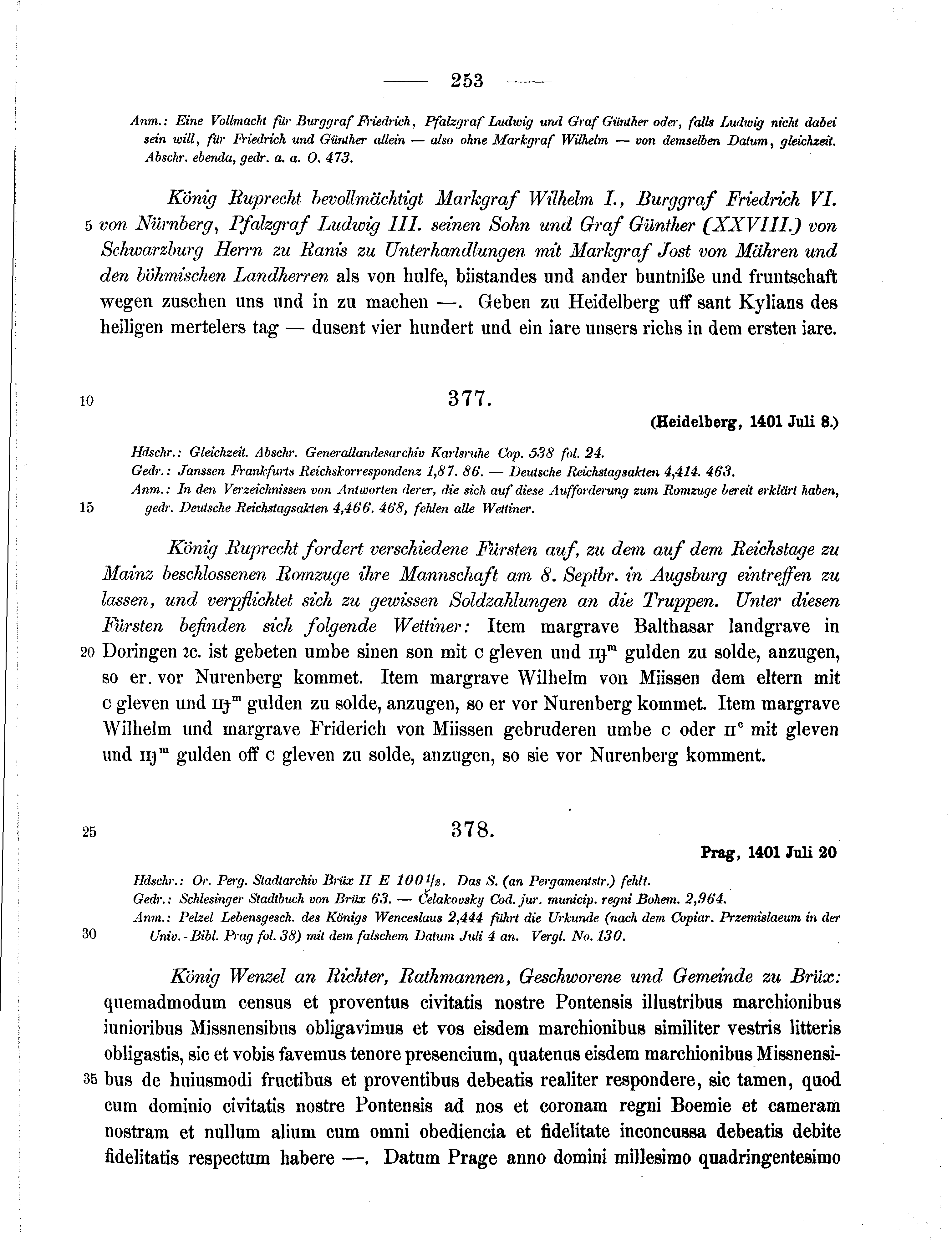 Historische Urkunde Seite 253 aus Band cds1b2