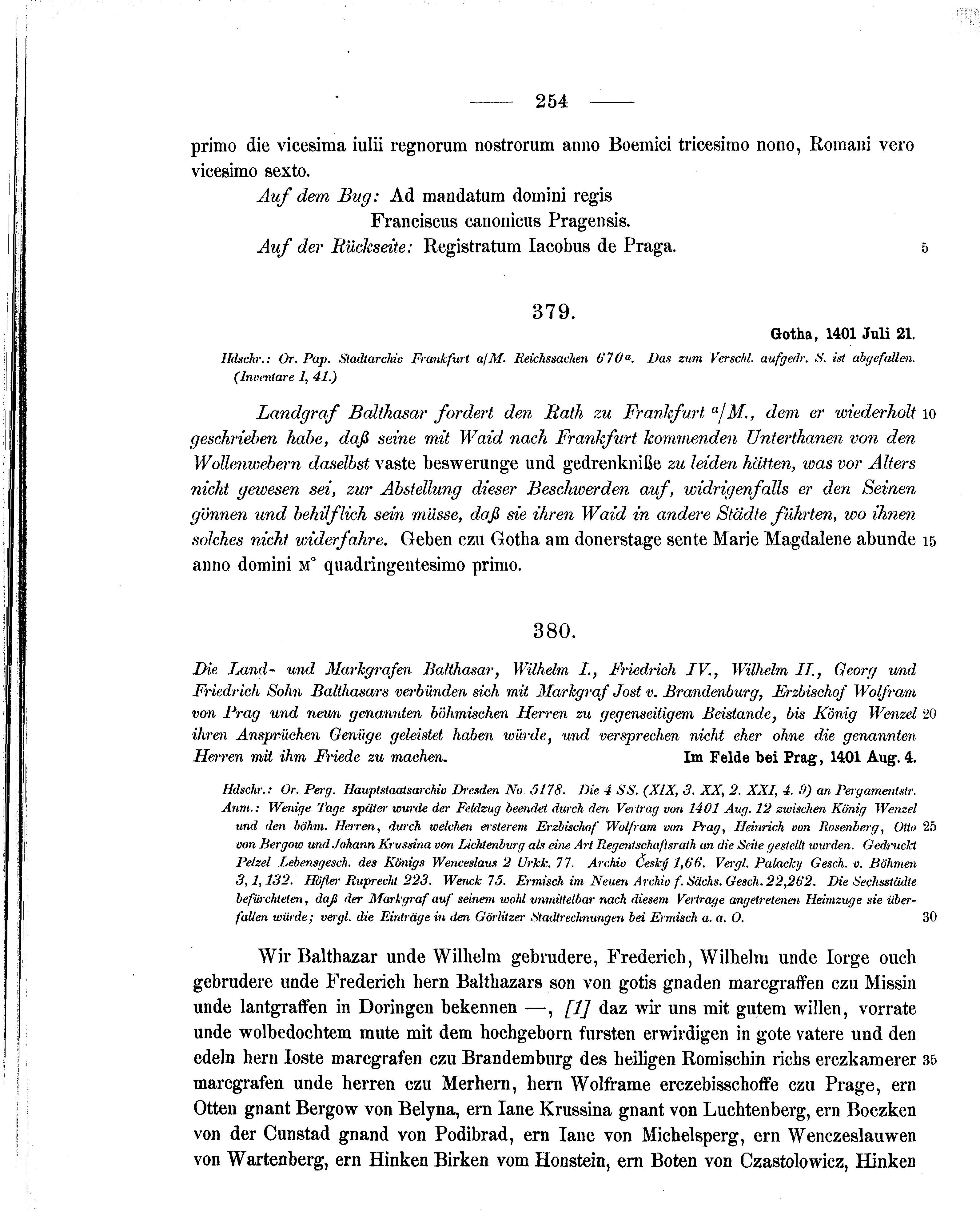 Historische Urkunde Seite 254 aus Band cds1b2