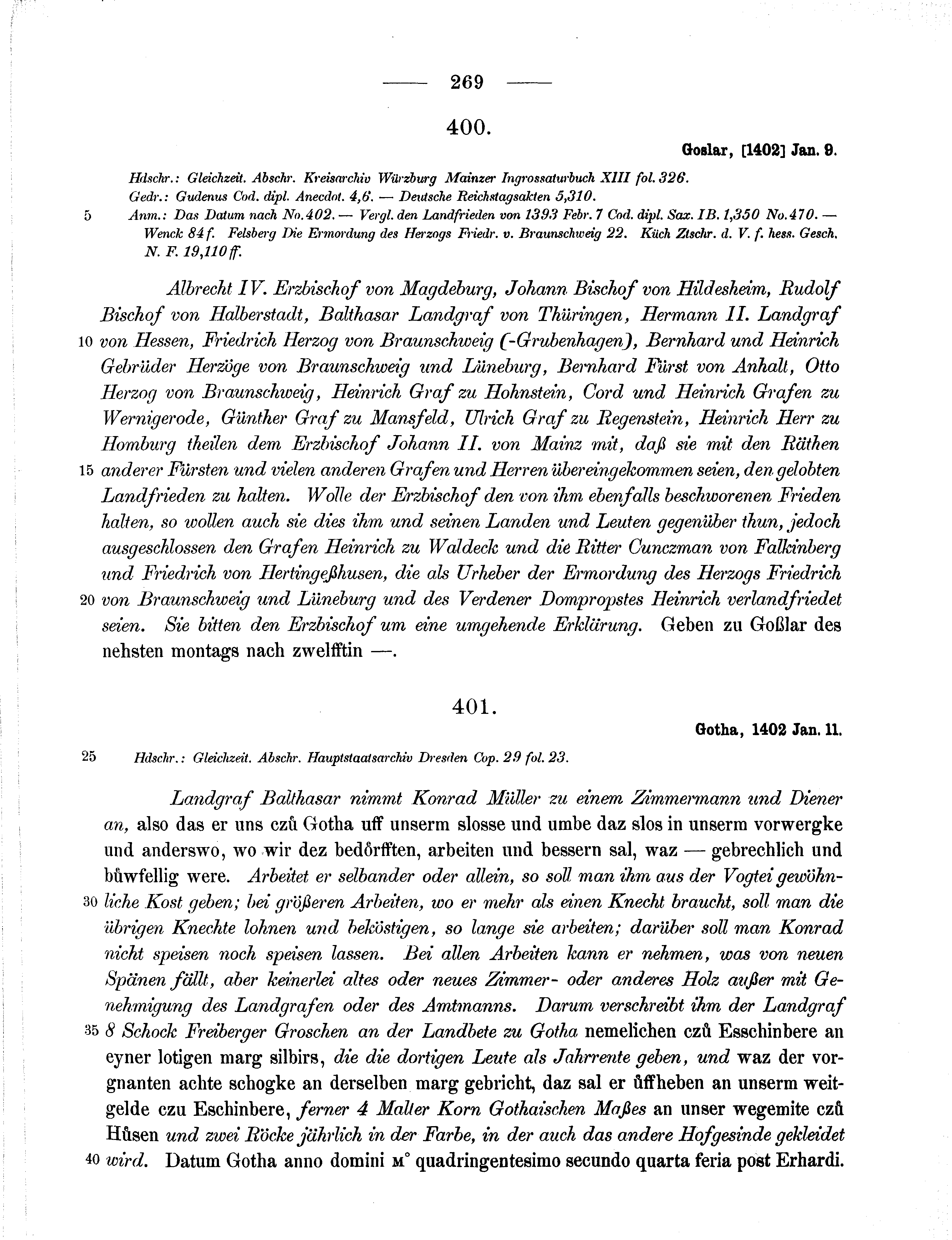 Historische Urkunde Seite 269 aus Band cds1b2