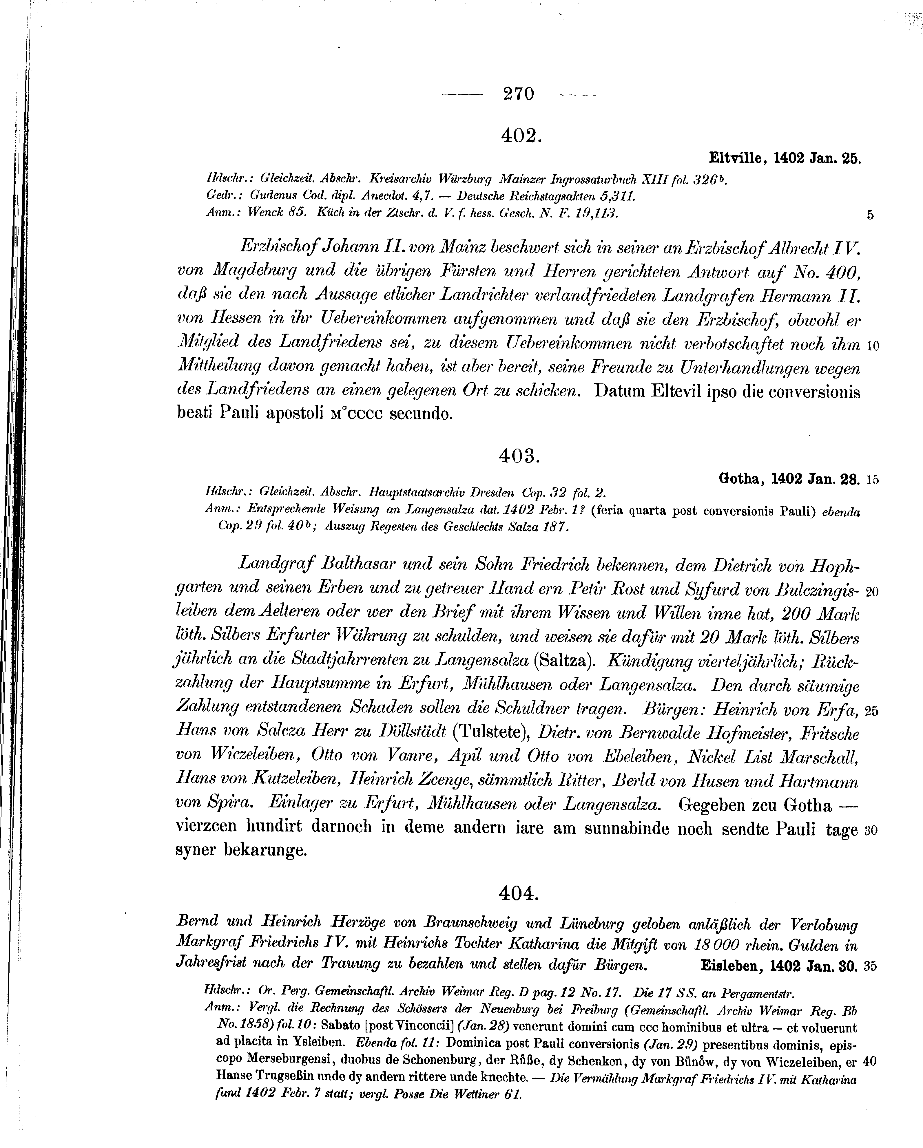 Historische Urkunde Seite 270 aus Band cds1b2