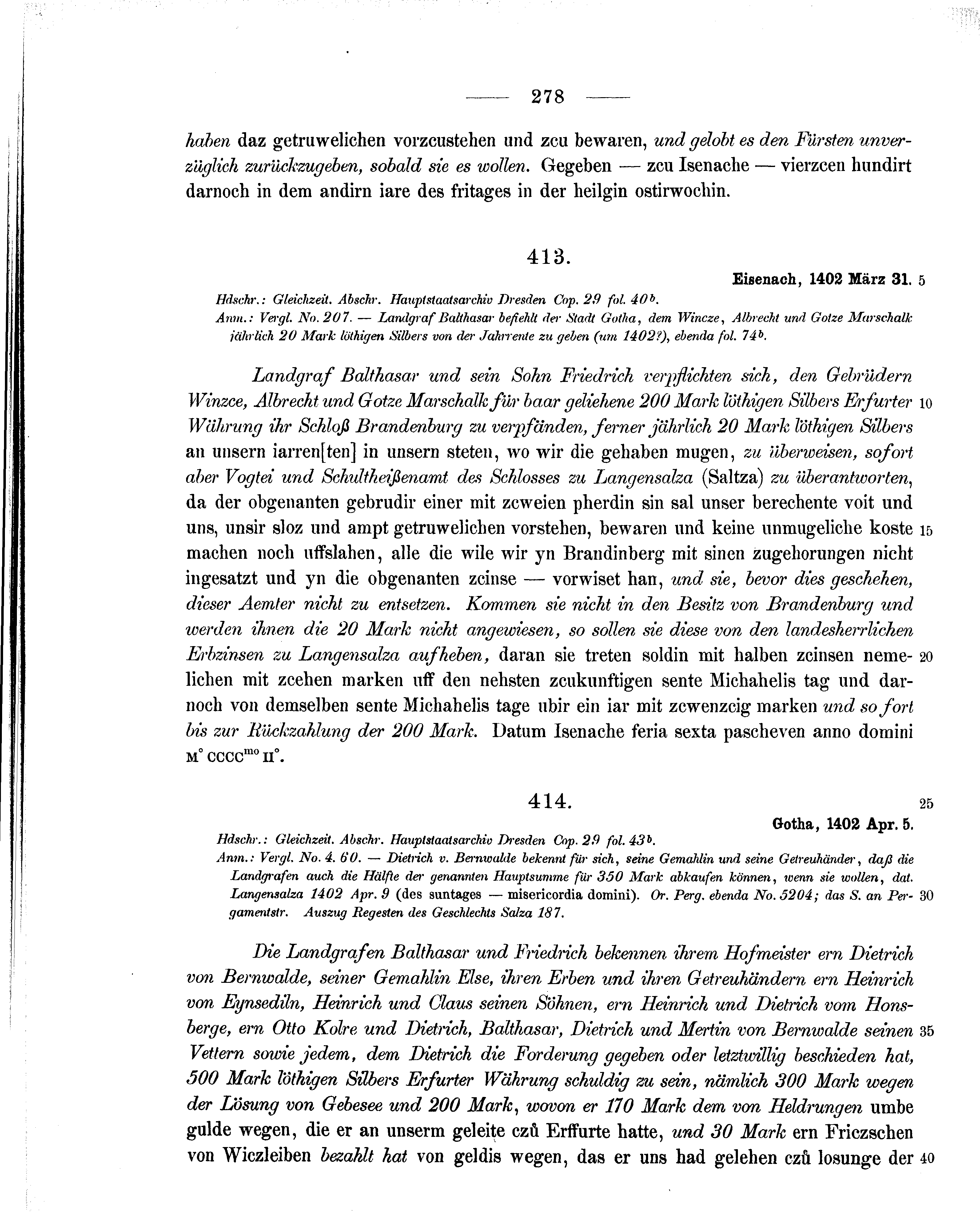 Historische Urkunde Seite 278 aus Band cds1b2