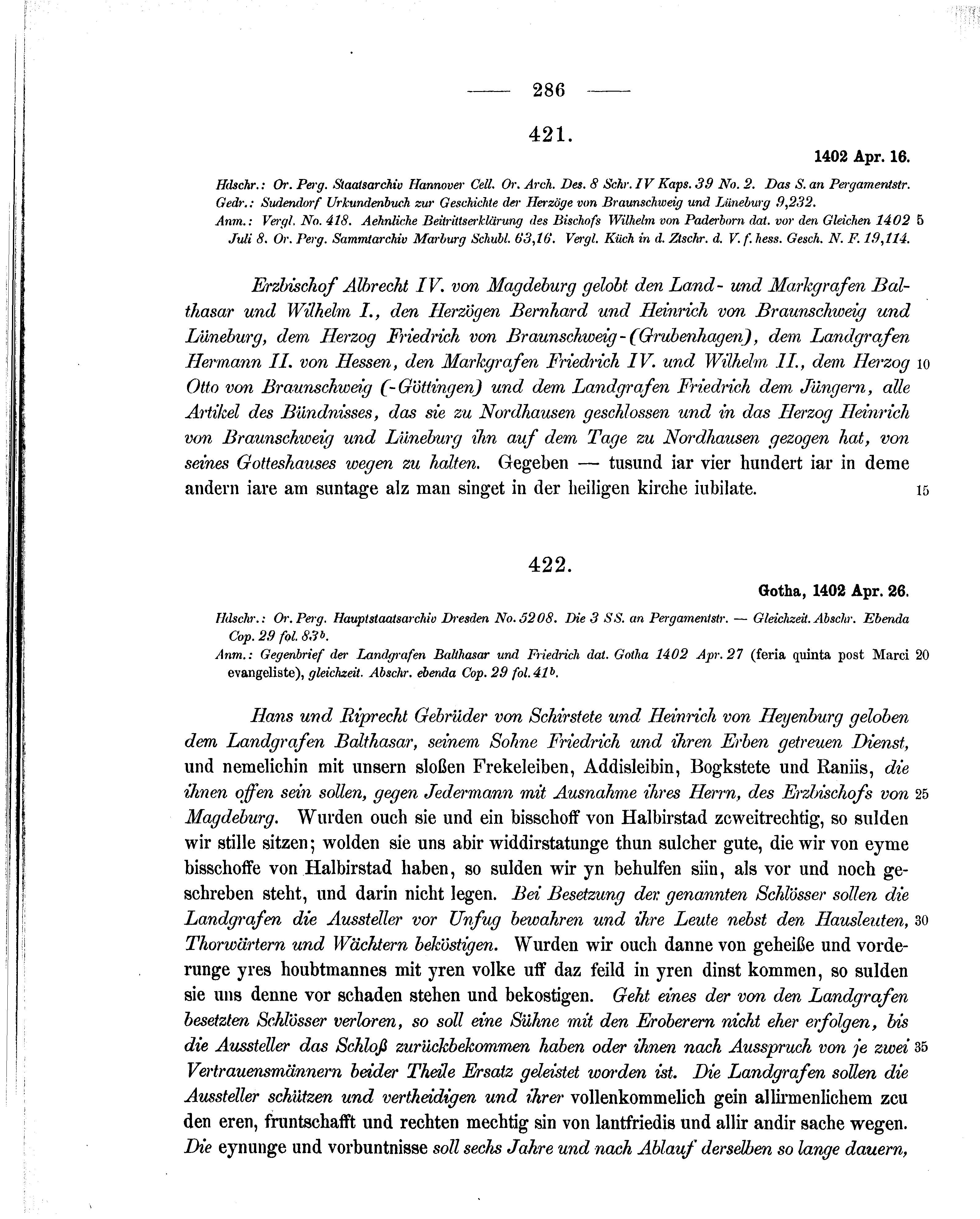 Historische Urkunde Seite 286 aus Band cds1b2