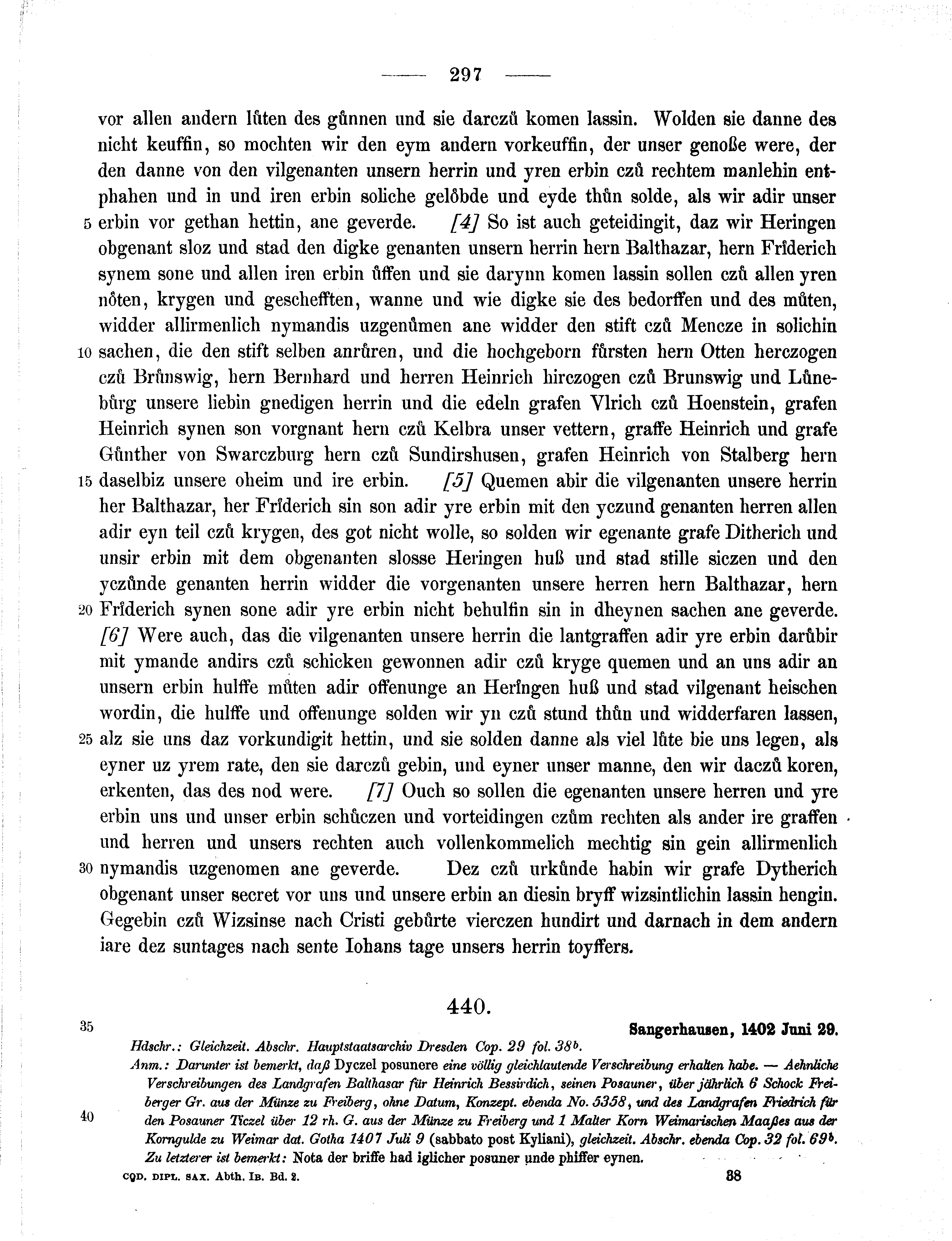 Historische Urkunde Seite 297 aus Band cds1b2