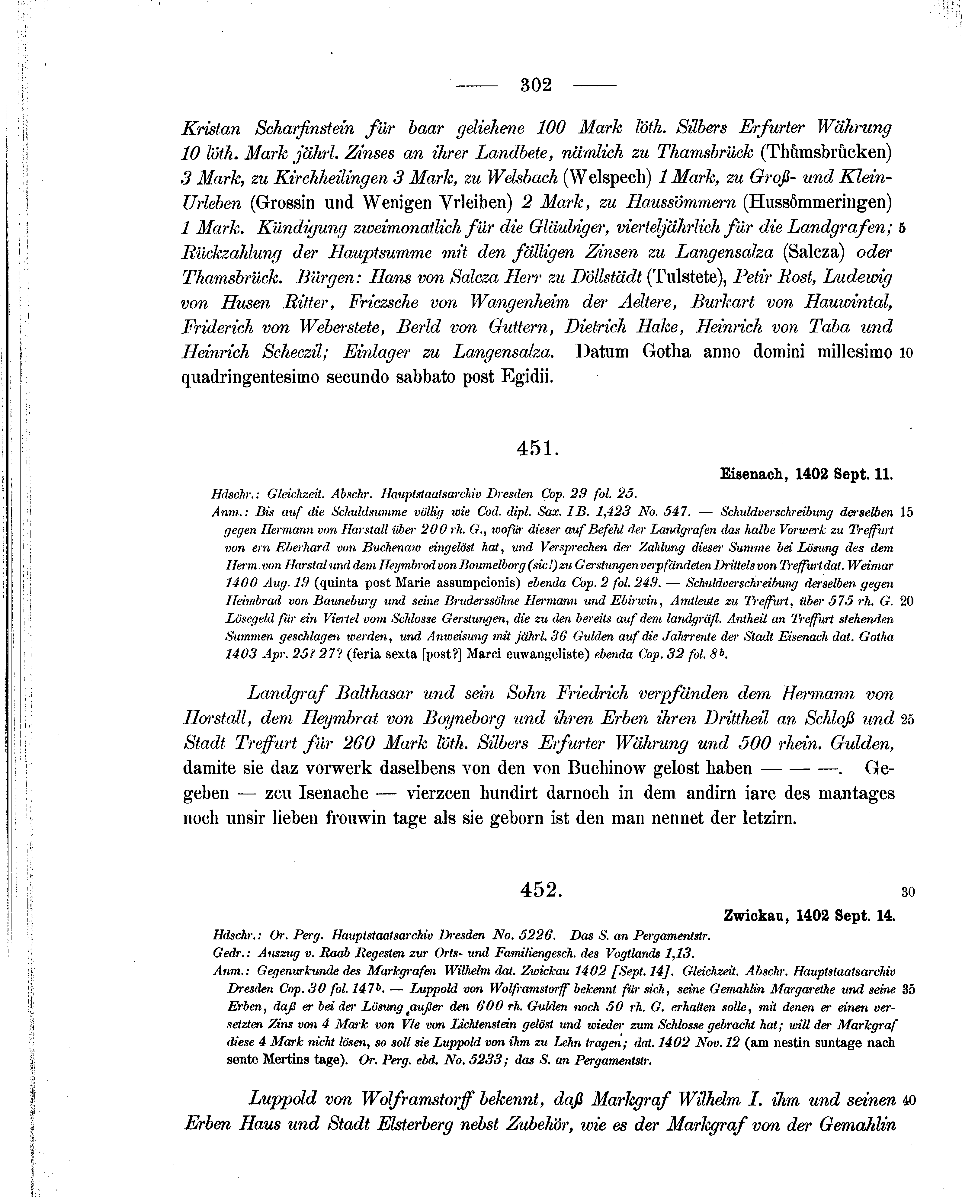 Historische Urkunde Seite 302 aus Band cds1b2
