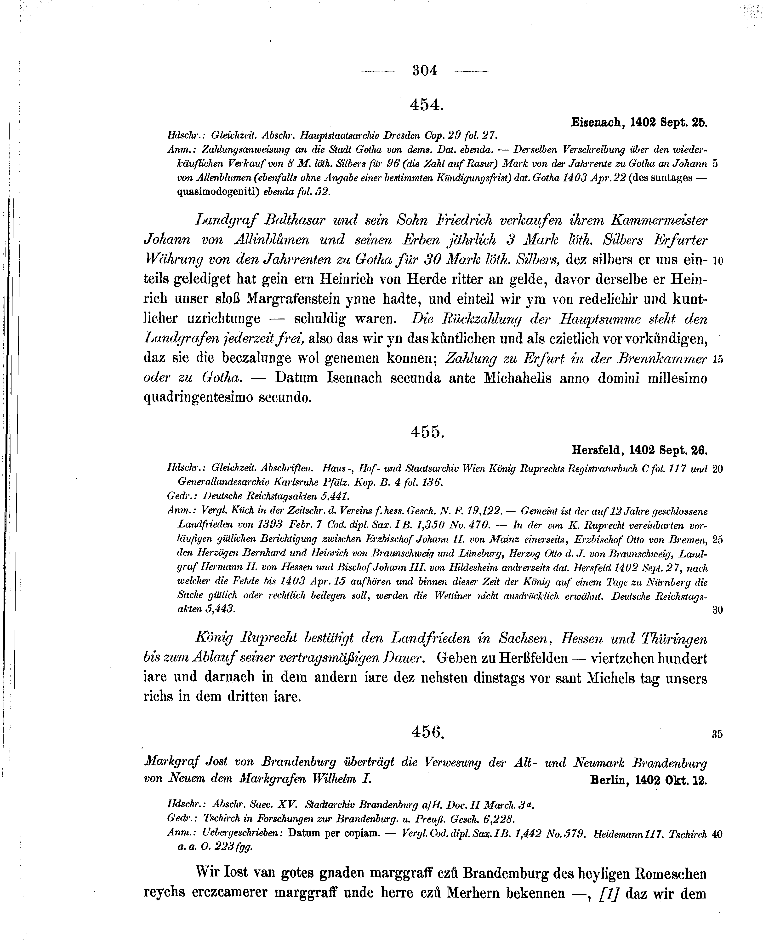 Historische Urkunde Seite 304 aus Band cds1b2