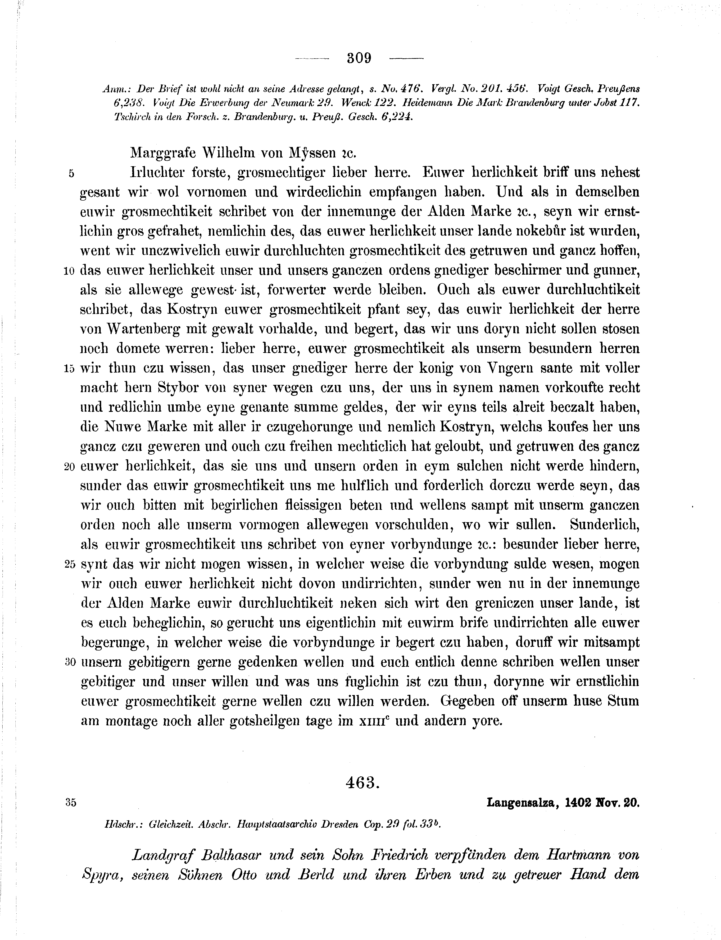 Historische Urkunde Seite 309 aus Band cds1b2