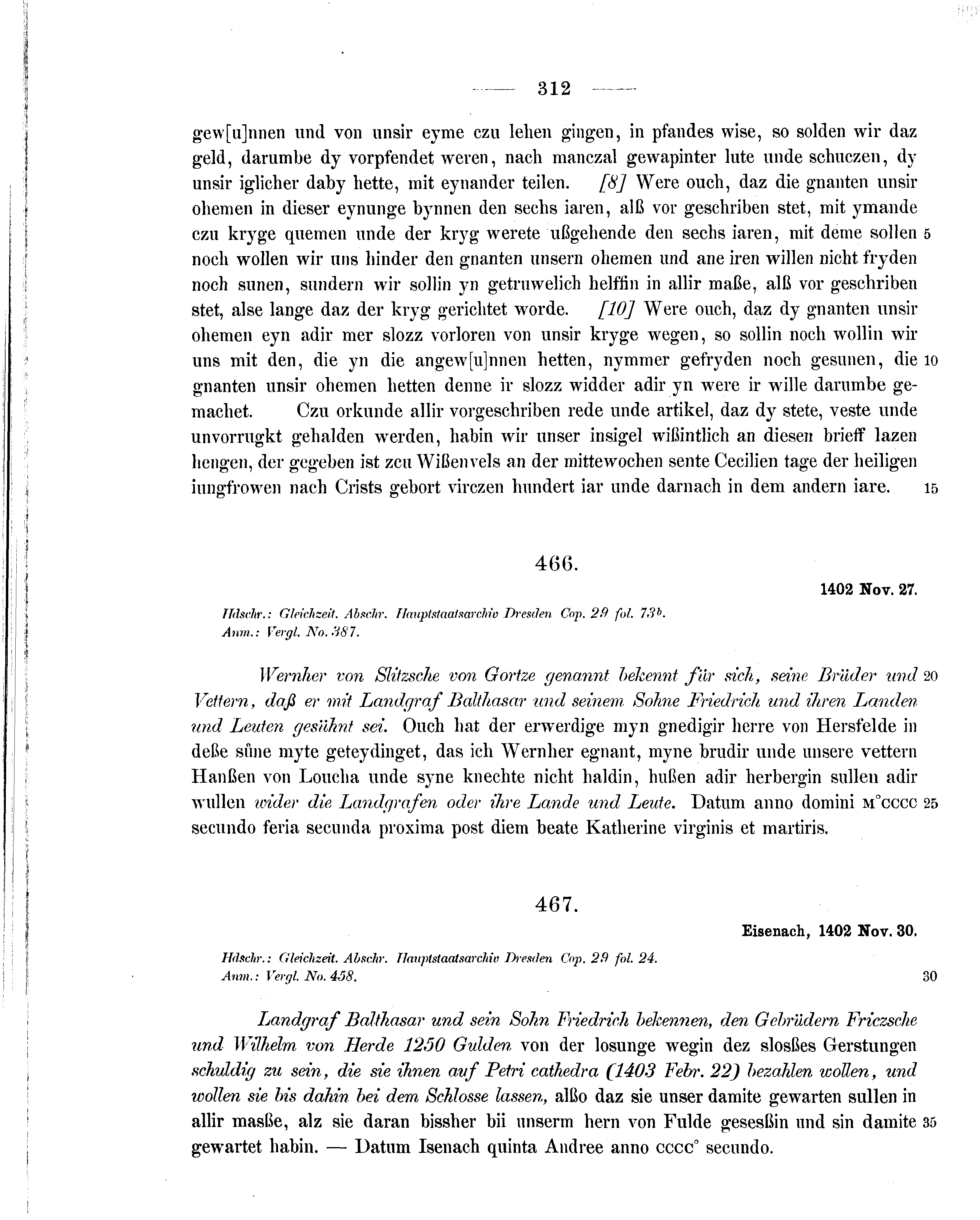 Historische Urkunde Seite 312 aus Band cds1b2