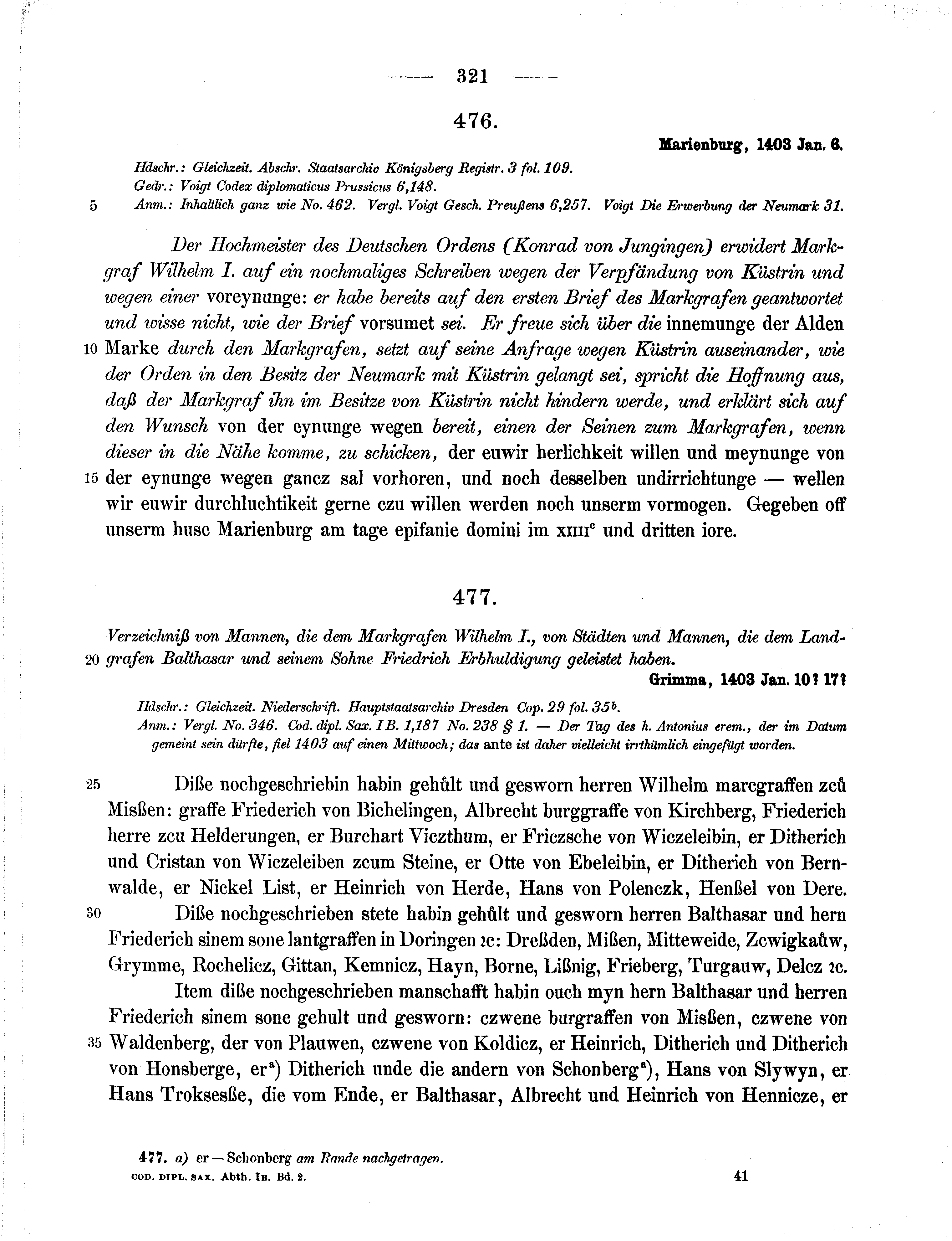 Historische Urkunde Seite 321 aus Band cds1b2