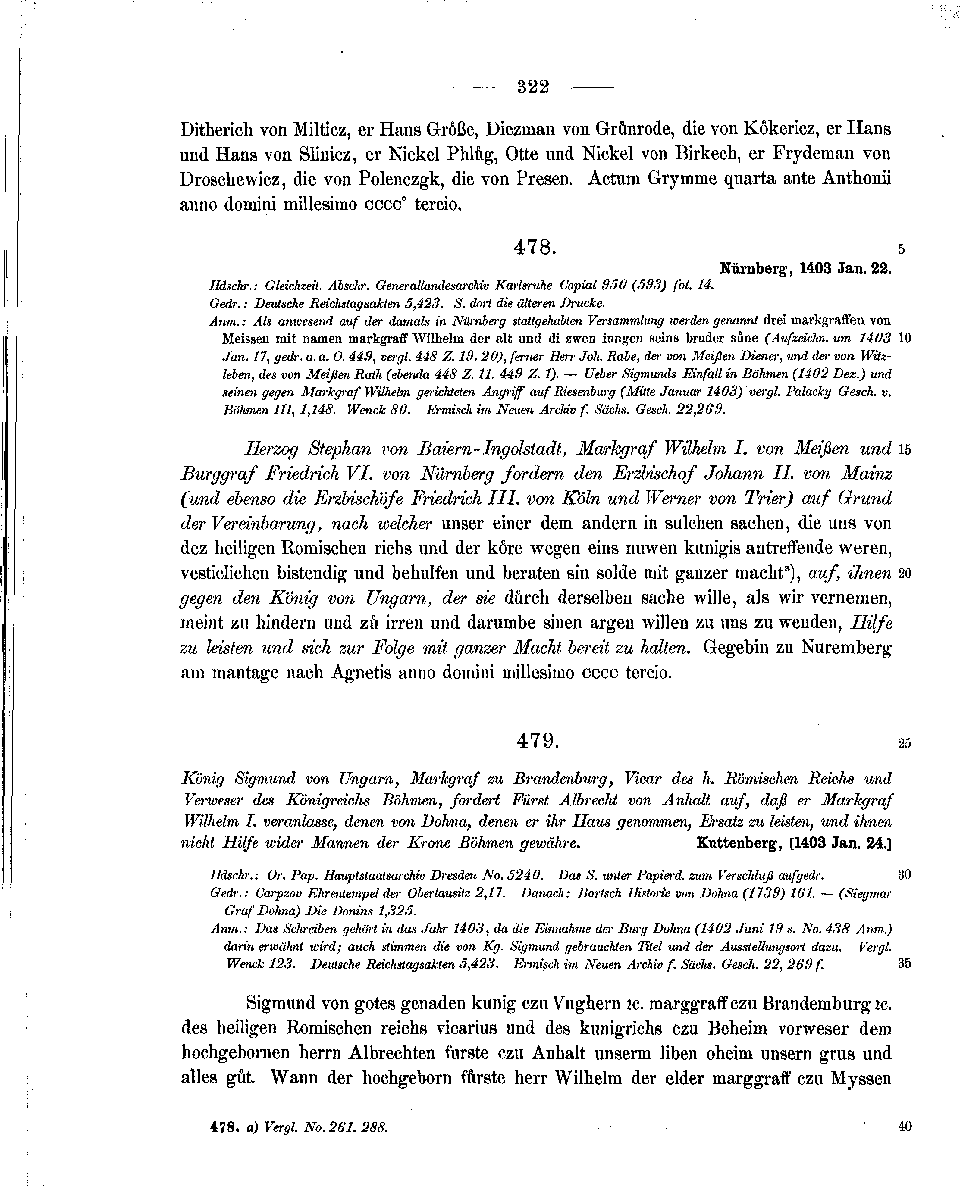Historische Urkunde Seite 322 aus Band cds1b2