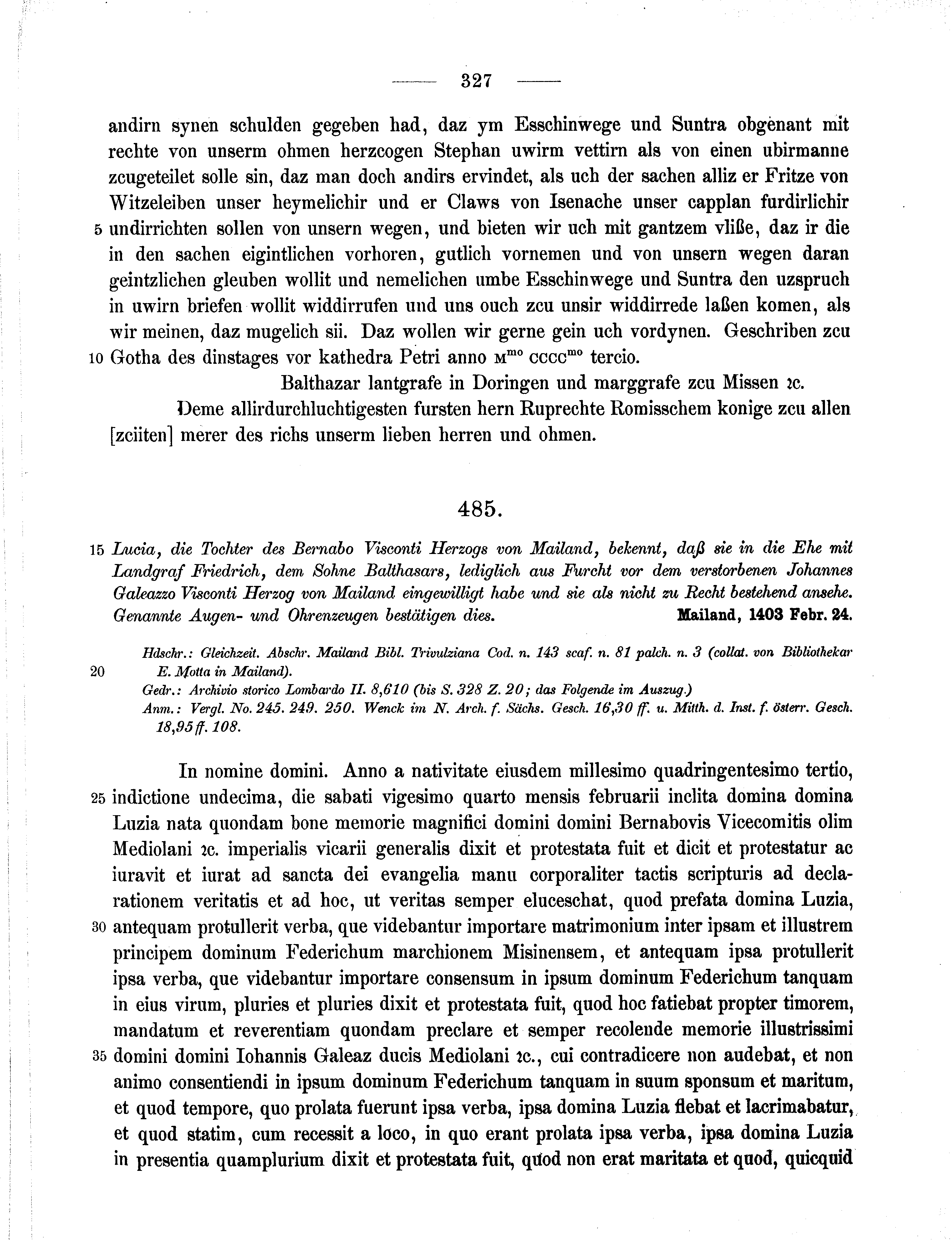 Historische Urkunde Seite 327 aus Band cds1b2