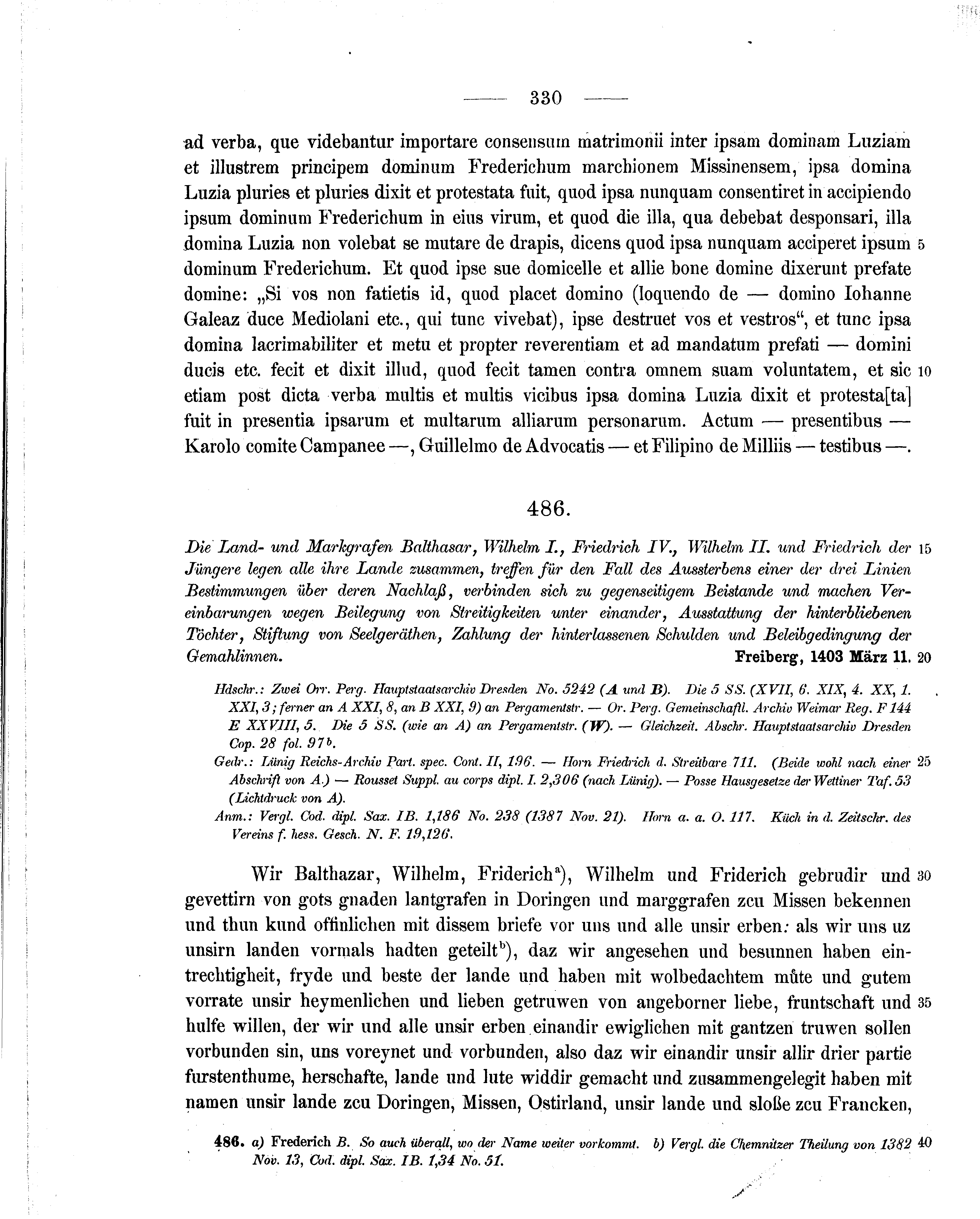 Historische Urkunde Seite 330 aus Band cds1b2