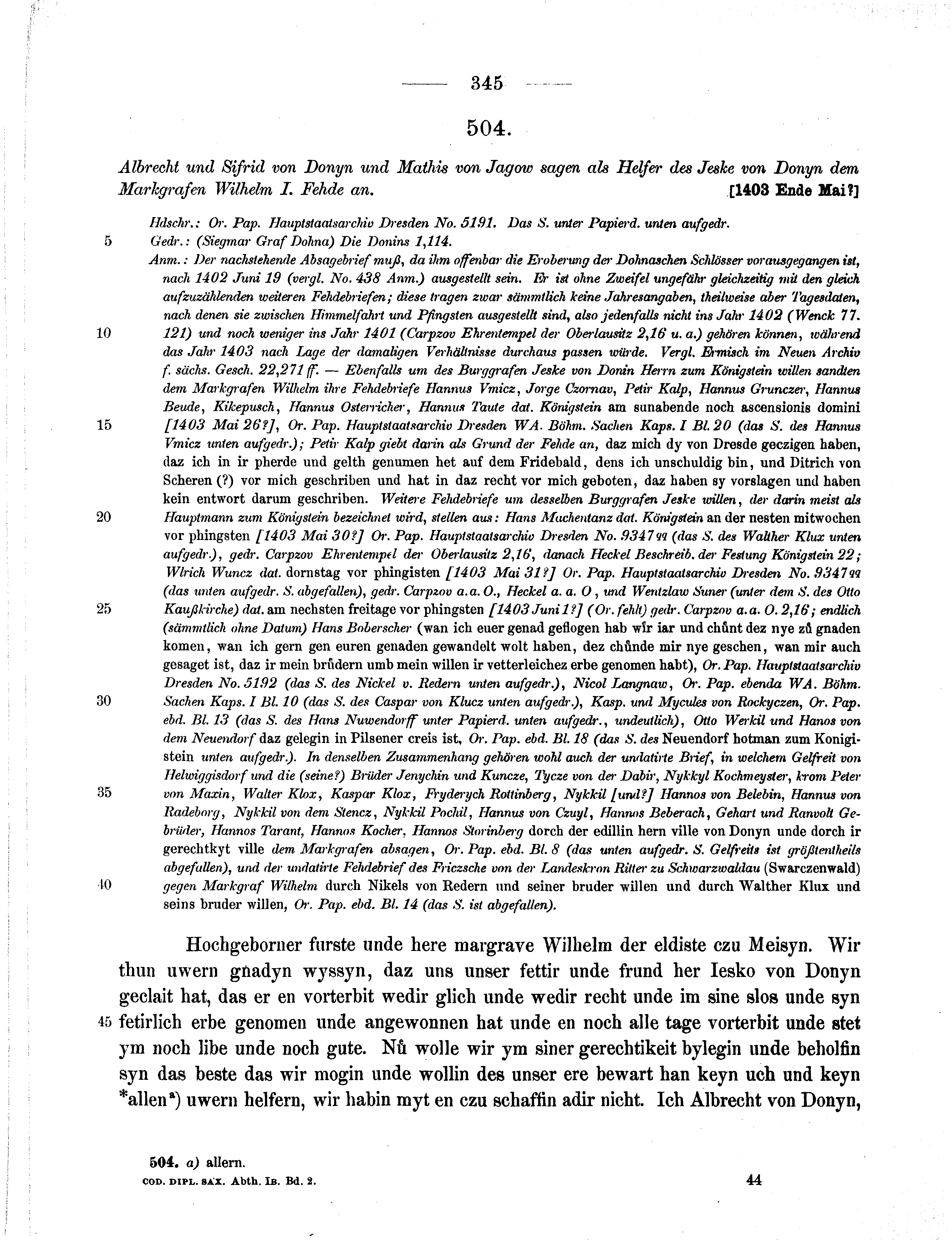 Historische Urkunde Seite 345 aus Band cds1b2