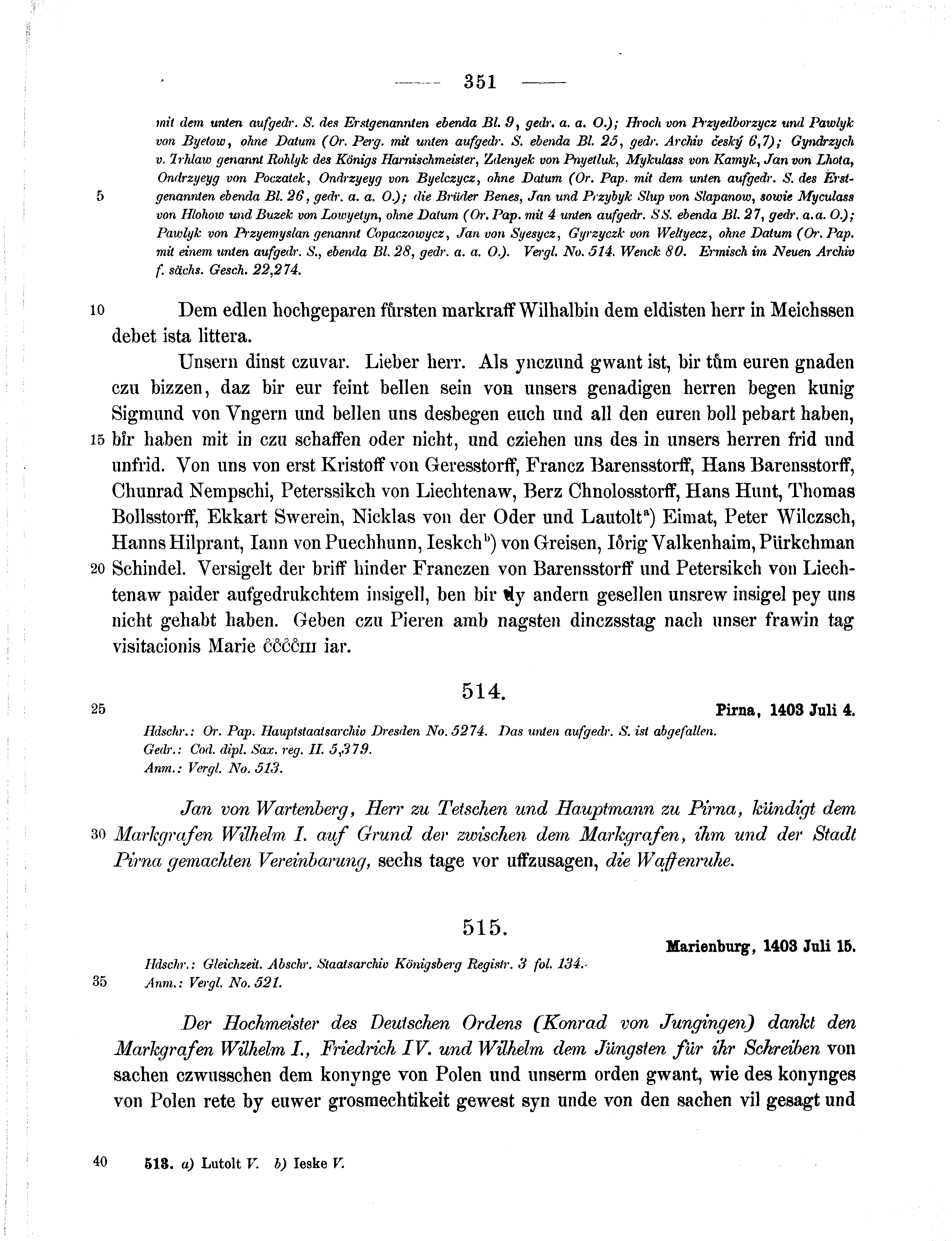 Historische Urkunde Seite 351 aus Band cds1b2