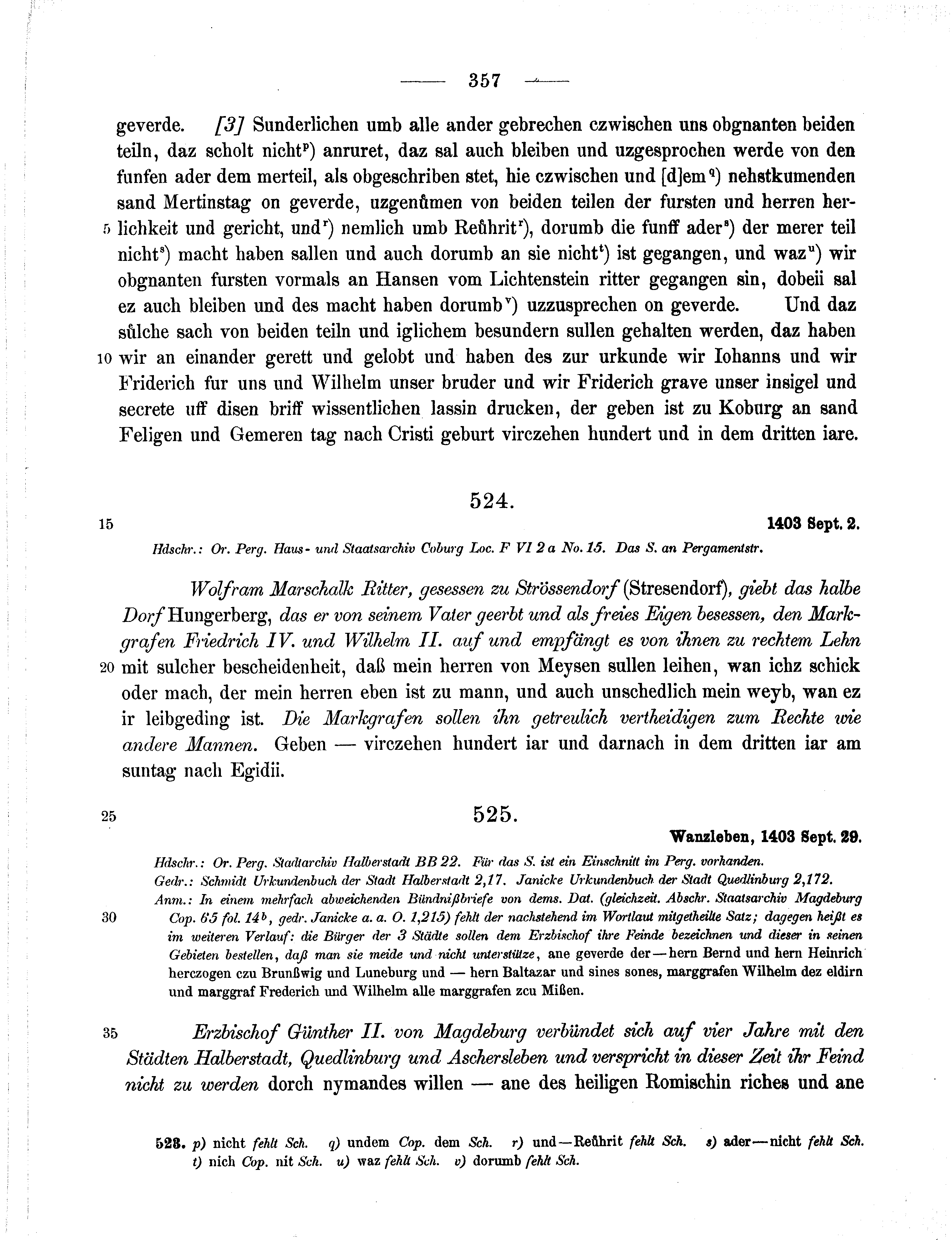 Historische Urkunde Seite 357 aus Band cds1b2