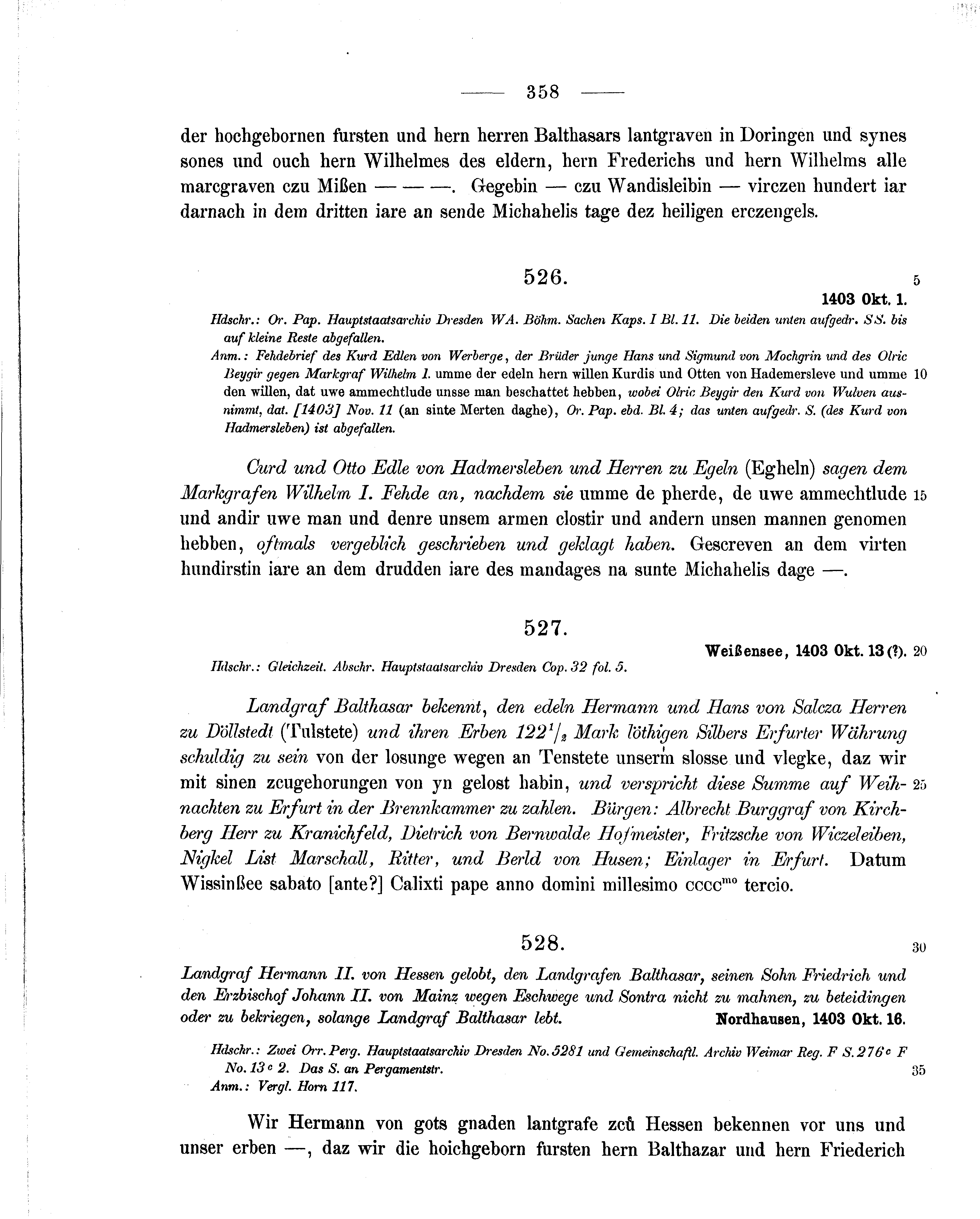 Historische Urkunde Seite 358 aus Band cds1b2