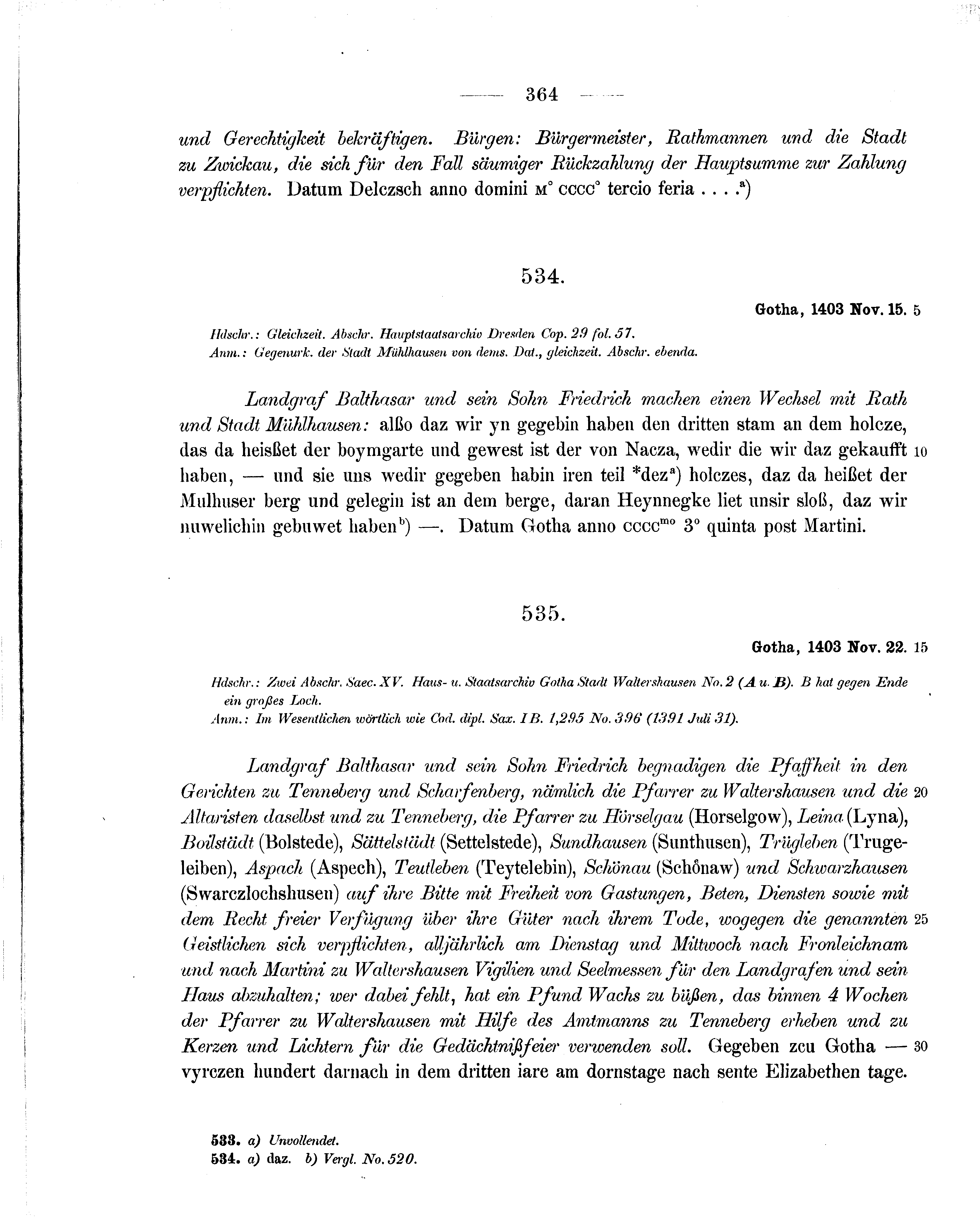 Historische Urkunde Seite 364 aus Band cds1b2