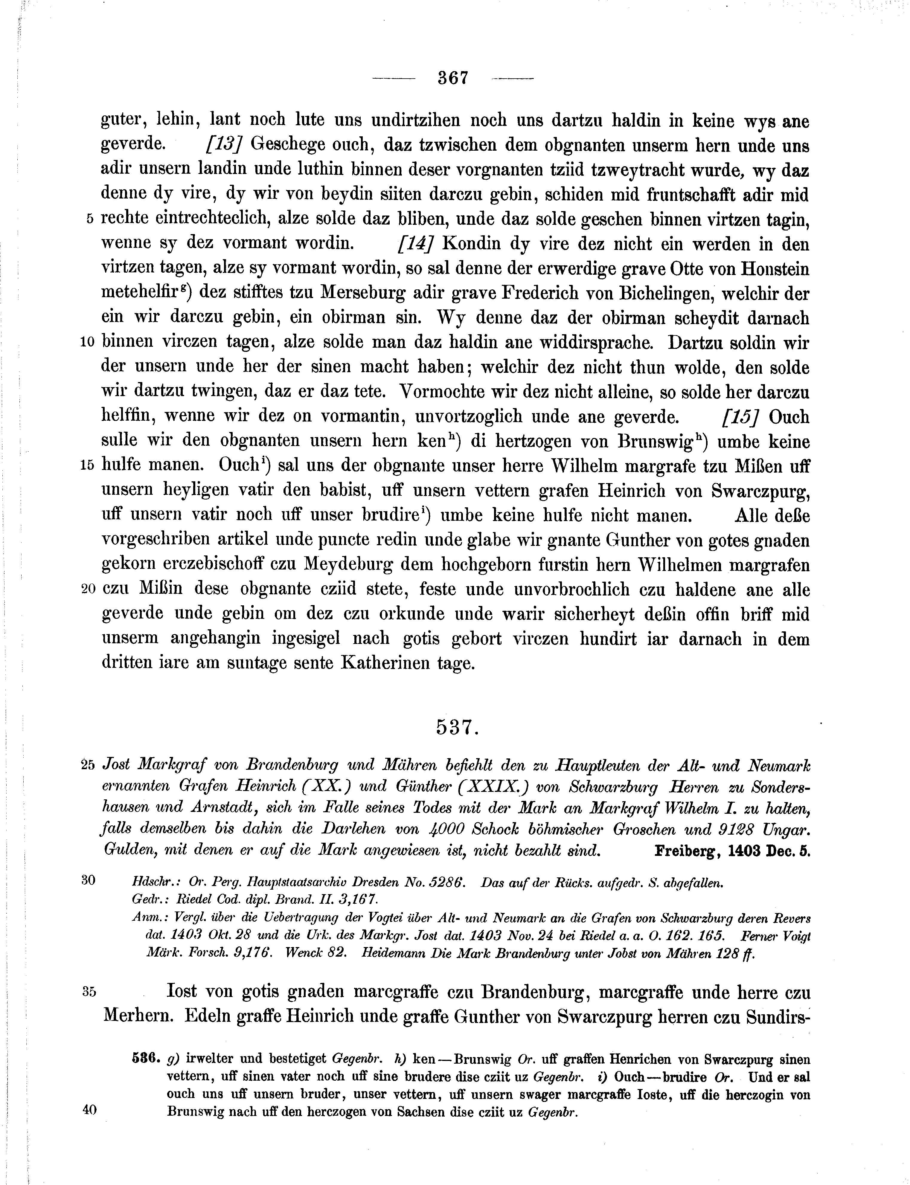 Historische Urkunde Seite 367 aus Band cds1b2