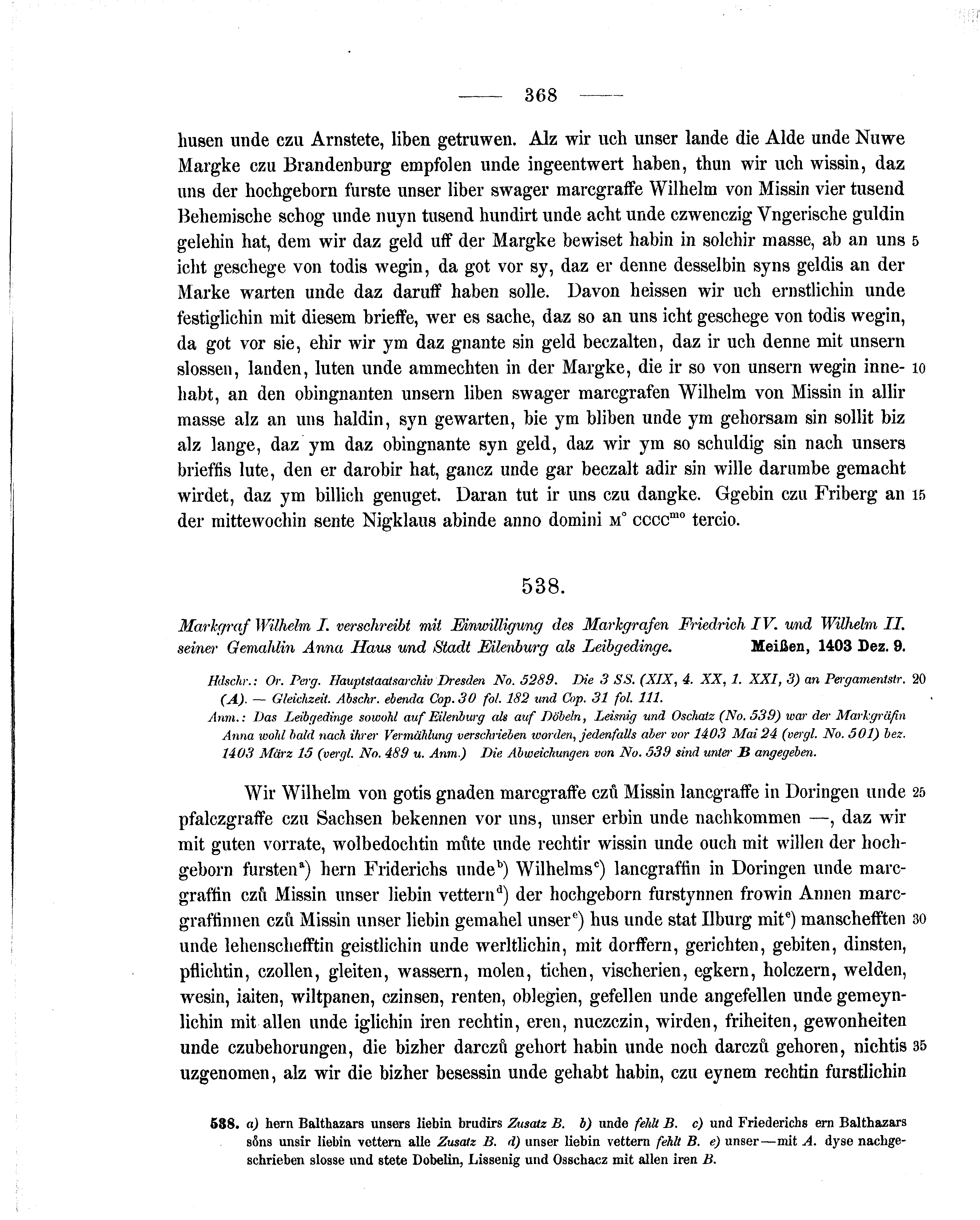 Historische Urkunde Seite 368 aus Band cds1b2