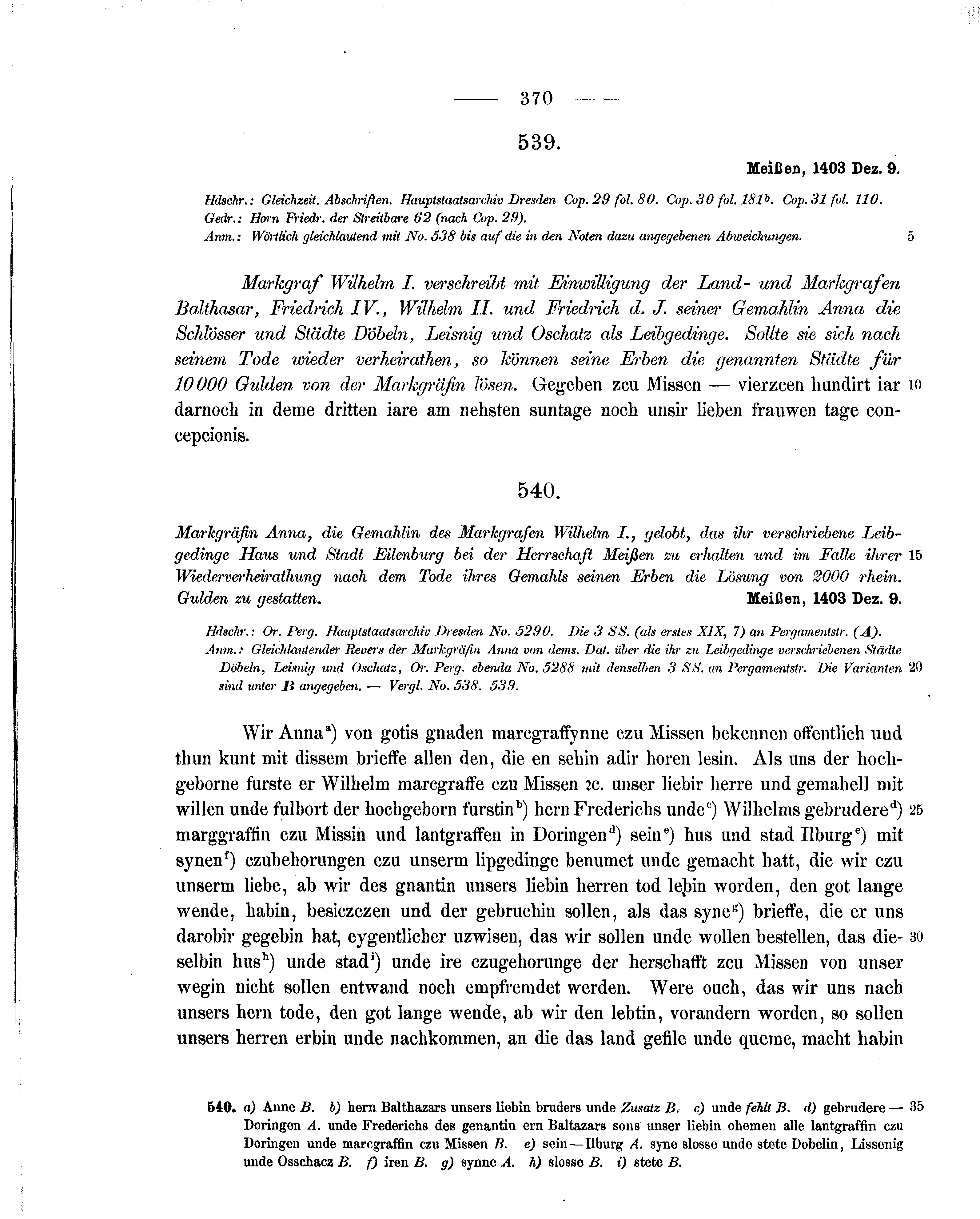 Historische Urkunde Seite 370 aus Band cds1b2