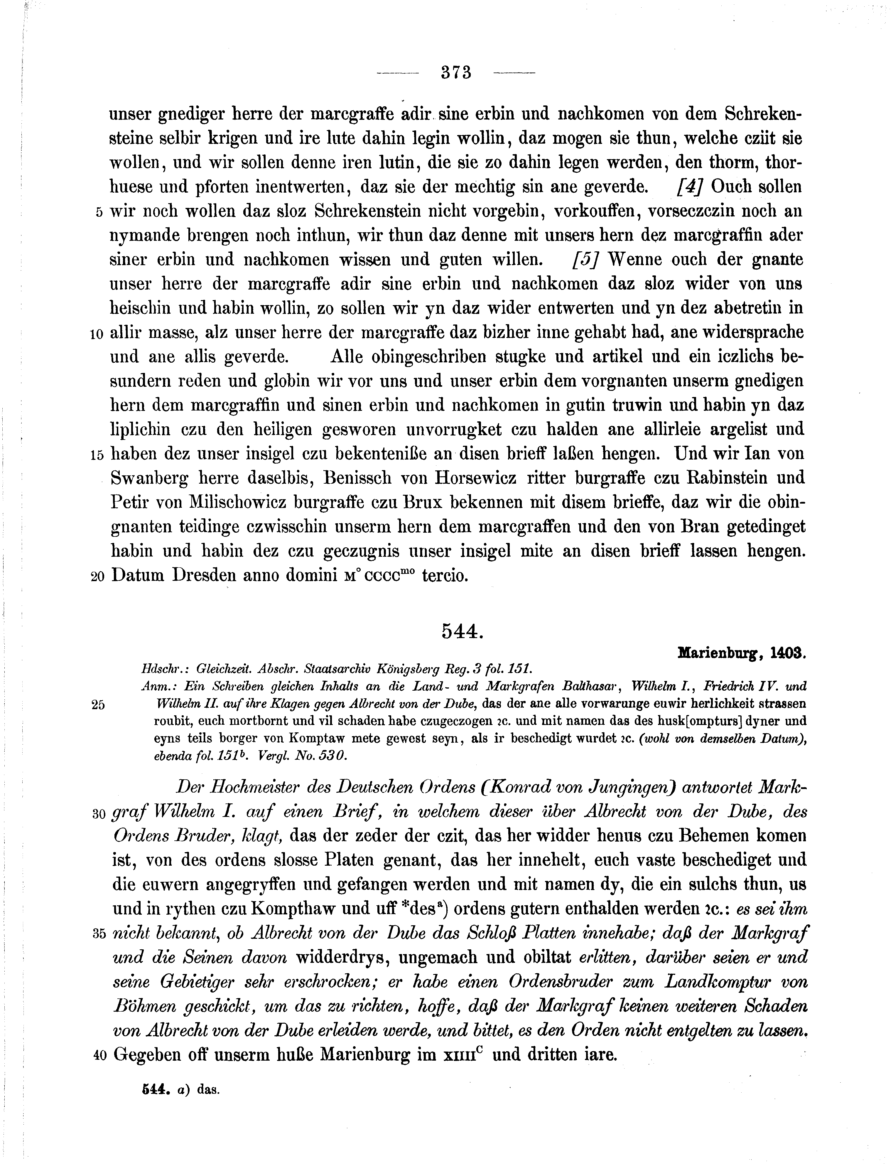 Historische Urkunde Seite 373 aus Band cds1b2
