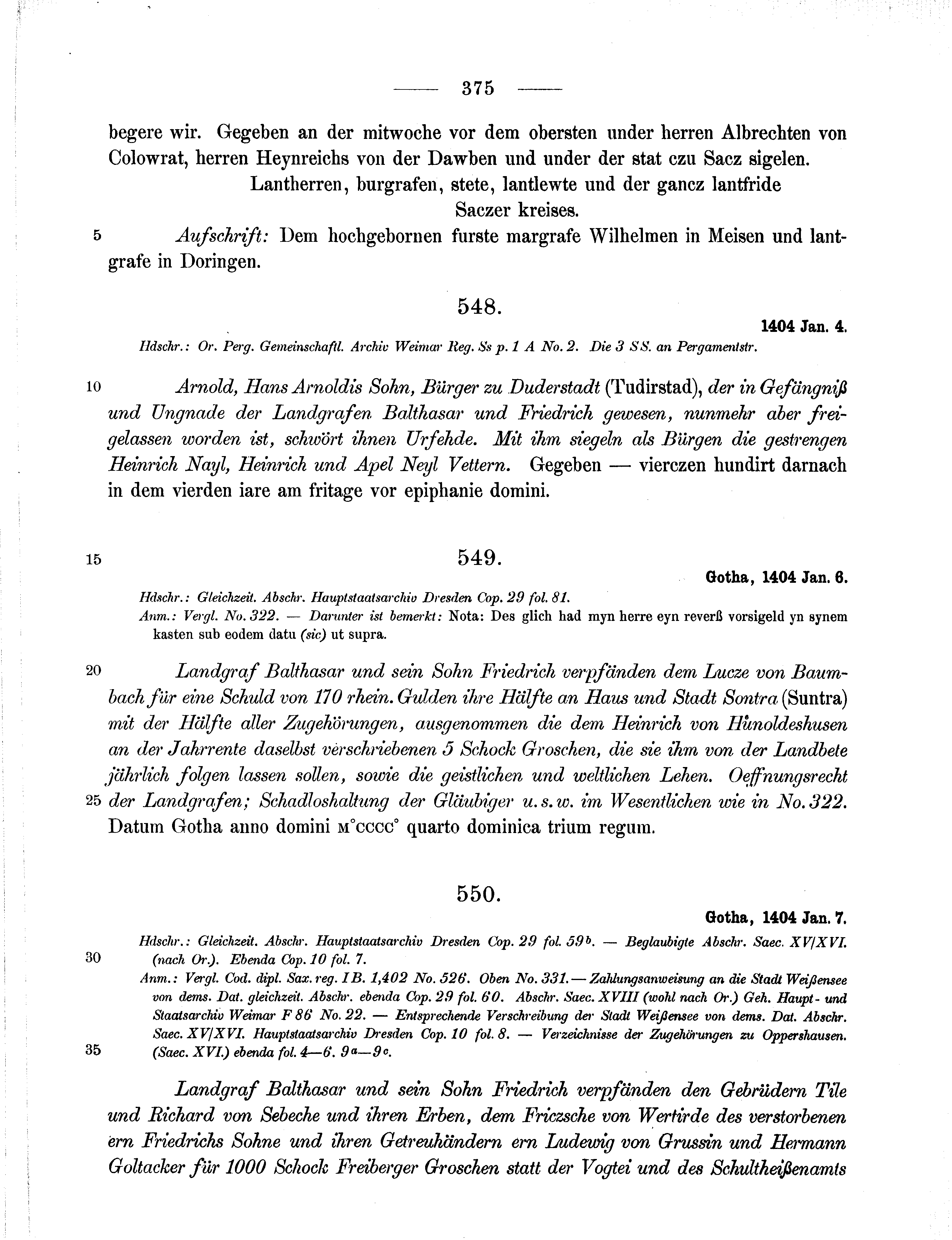 Historische Urkunde Seite 375 aus Band cds1b2