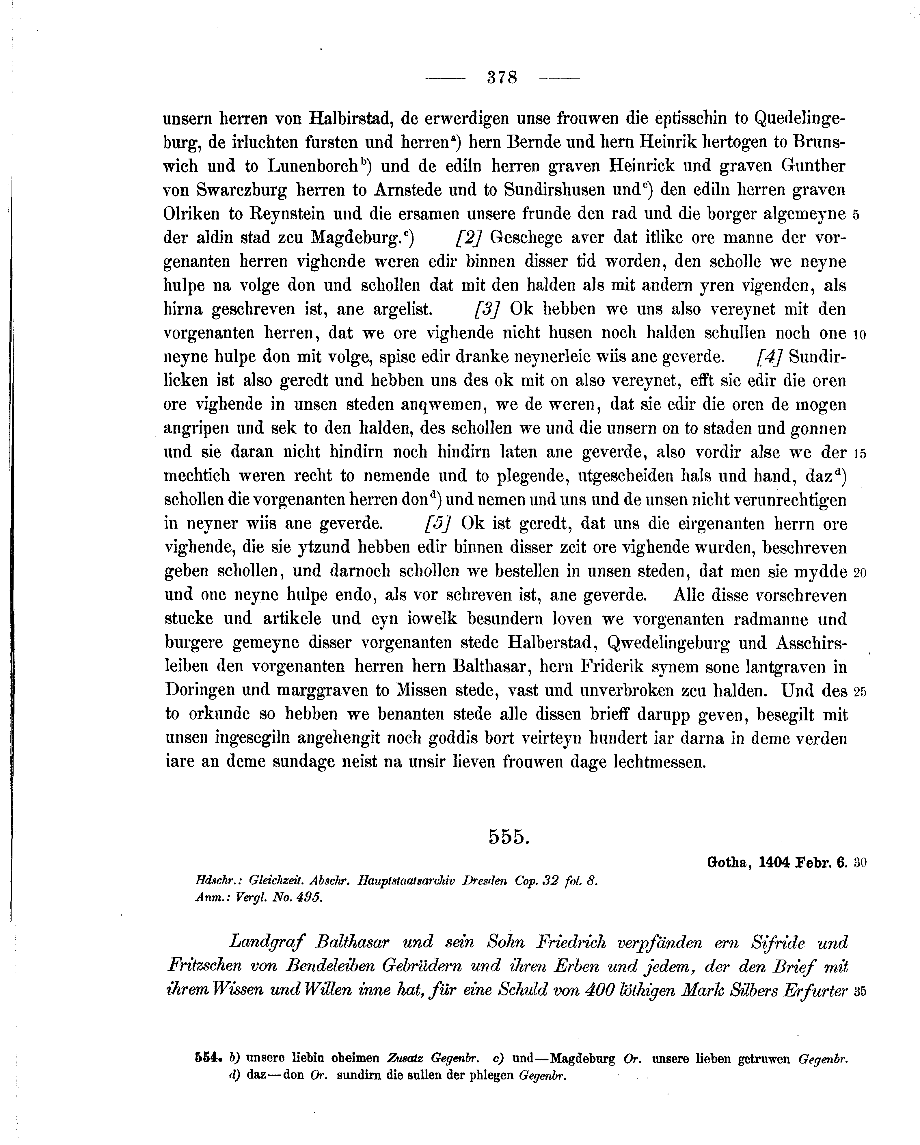 Historische Urkunde Seite 378 aus Band cds1b2